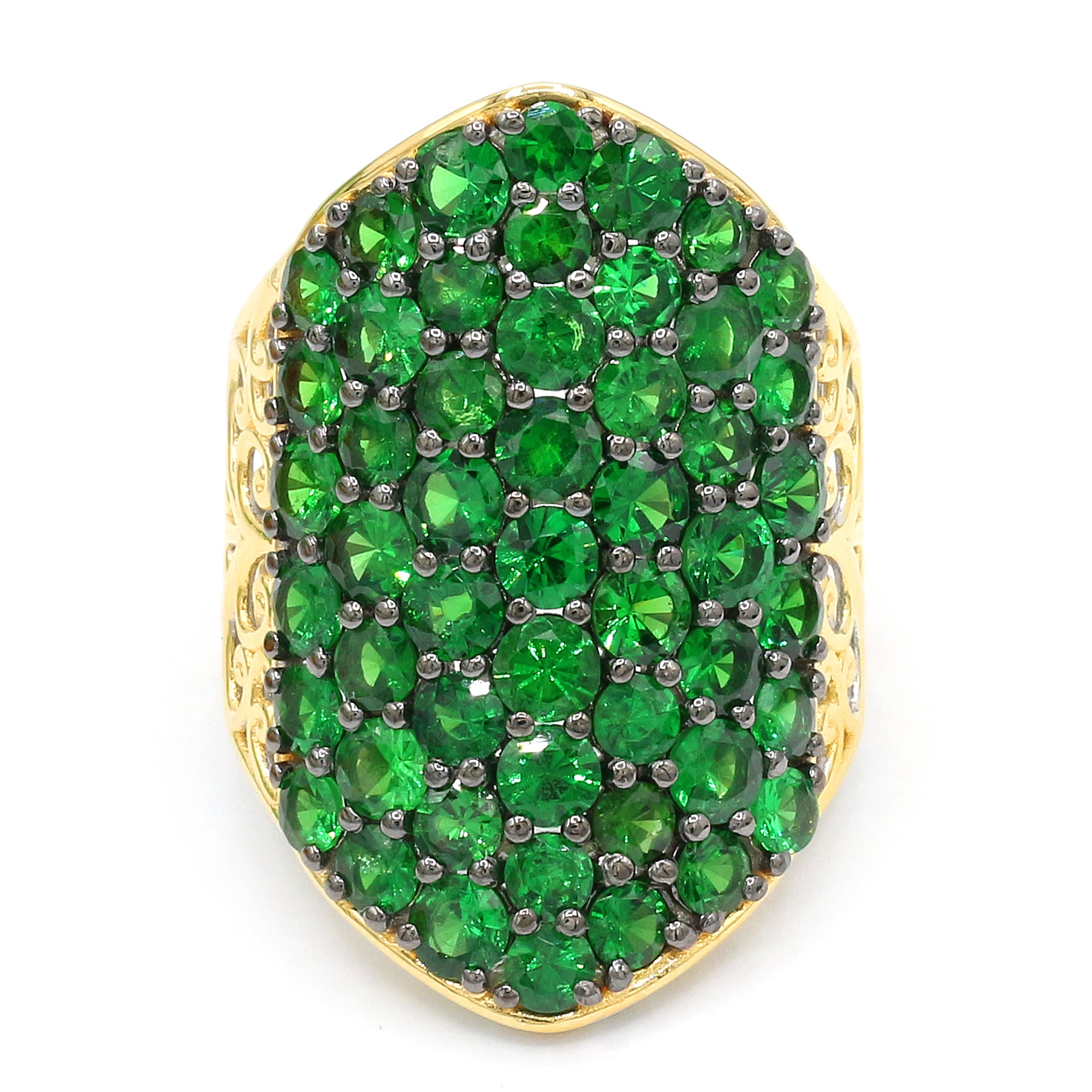 Couture Gems One-of-a-Kind 24K Palladium Silver 12.10ctw Tsavorite Garnet Cluster Ring