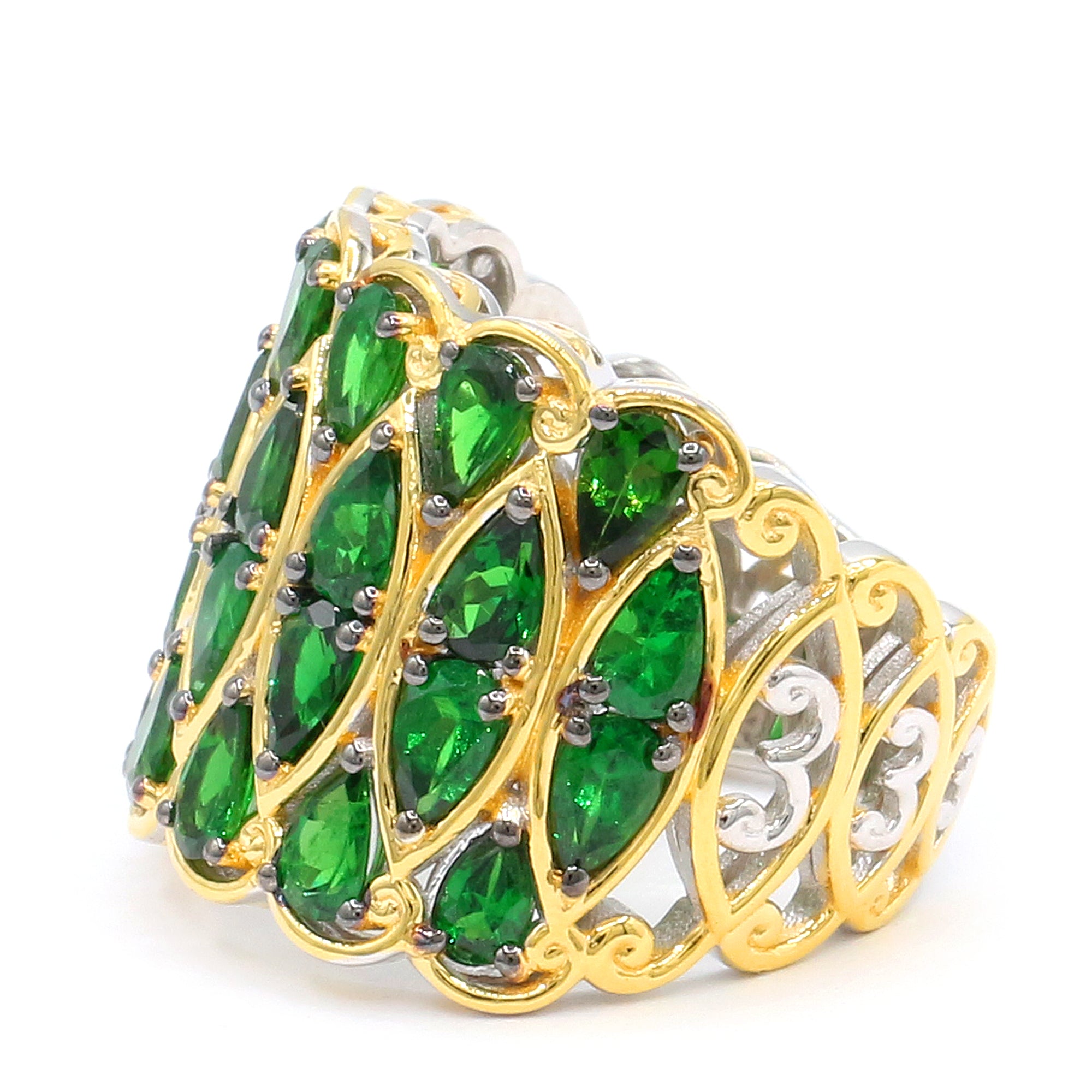 Couture Gems One-of-a-Kind 24K Palladium Silver 6.50ctw Tsavorite Garnet Band Ring