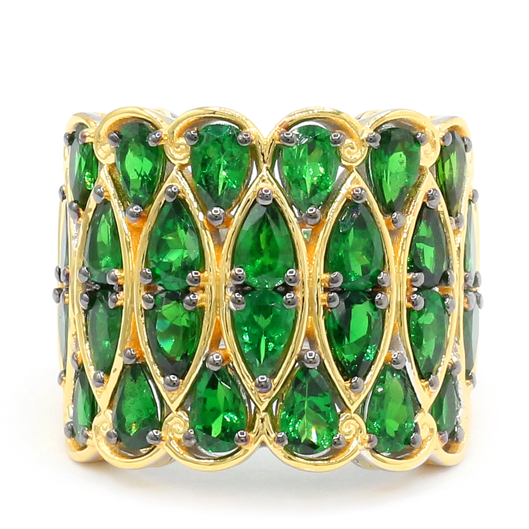 Couture Gems One-of-a-Kind 24K Palladium Silver 6.50ctw Tsavorite Garnet Band Ring
