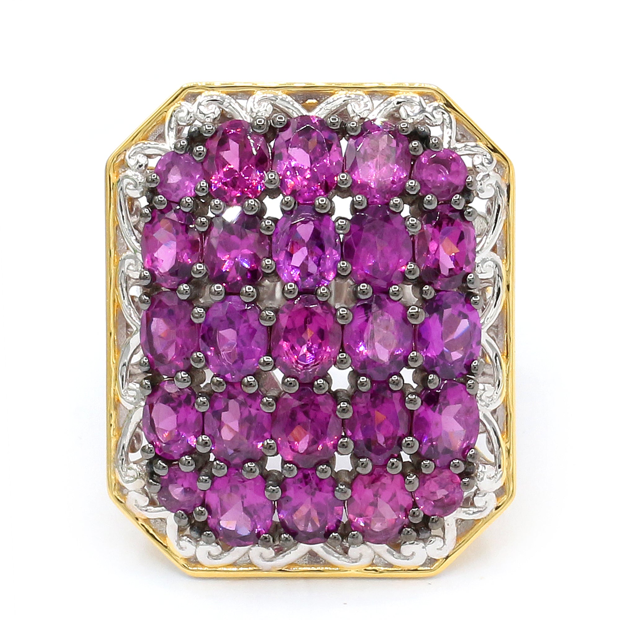 Couture Gems One-of-a-Kind 24K Palladium Silver 9.42ctw Purple Garnet Cluster Ring