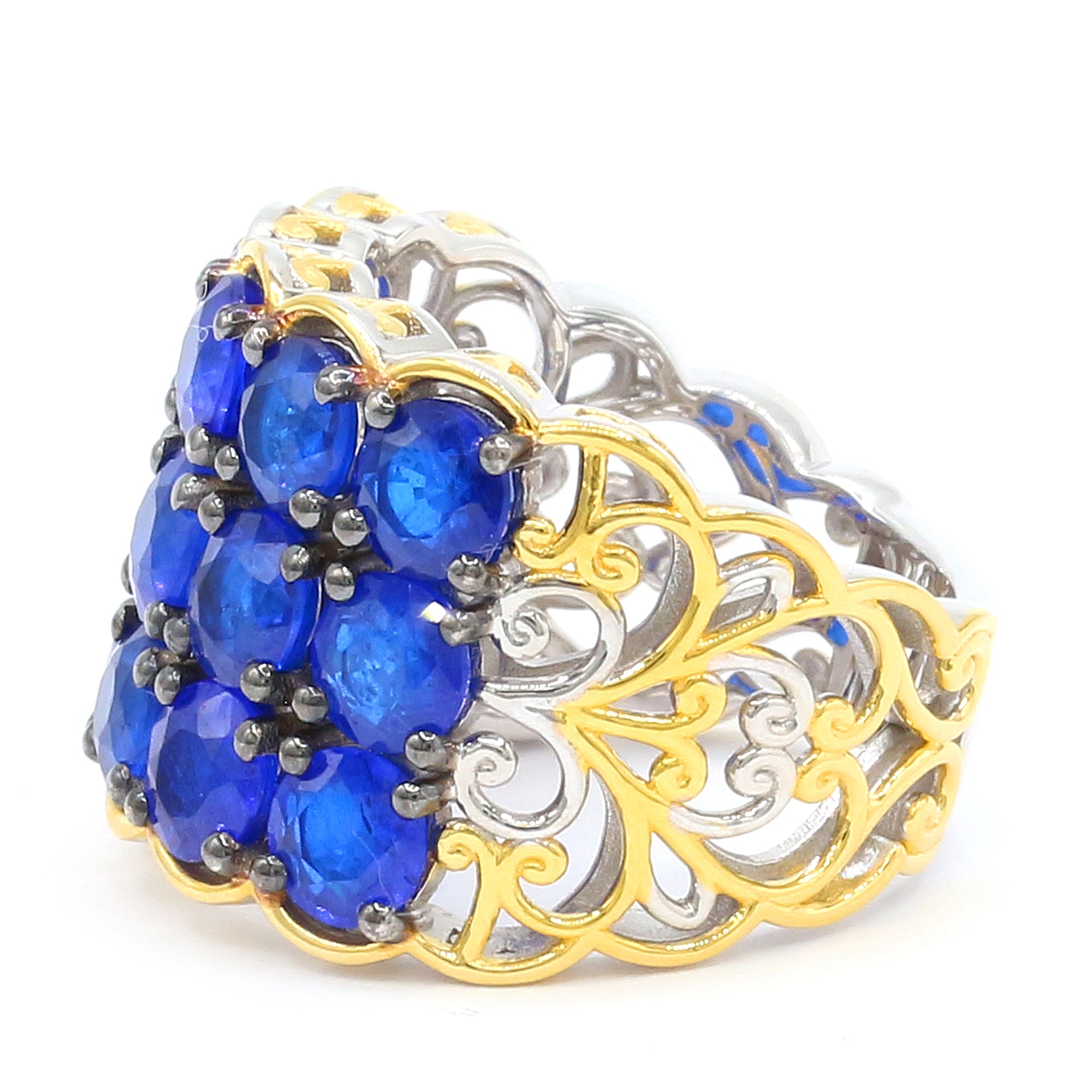 Couture Gems One-of-a-Kind 24K Palladium Silver 8.25ctw Cobalt Blue Spinel Band Ring