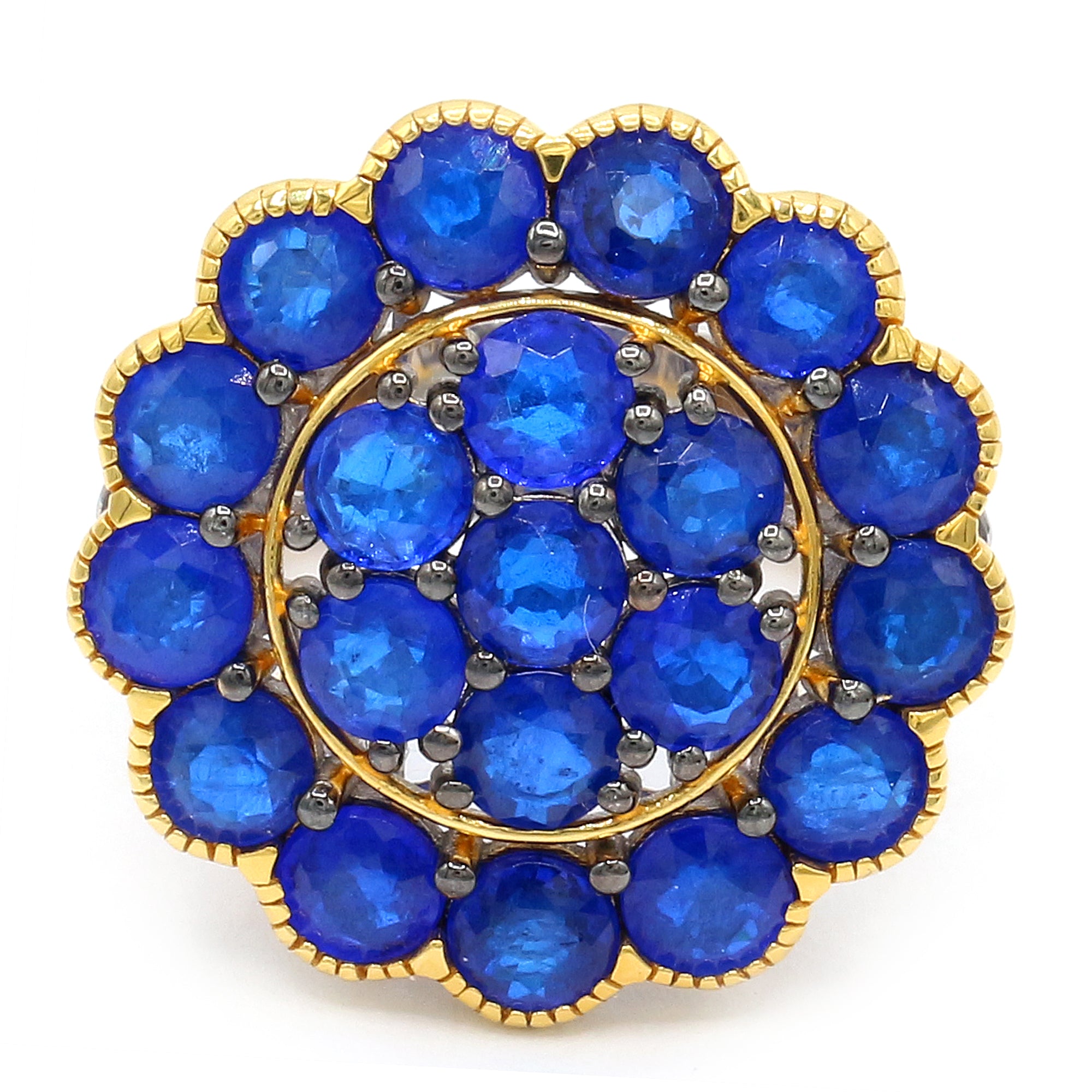 Couture Gems One-of-a-Kind 24K Palladium Silver 11.00ctw Cobalt Blue Spinel Cluster Flower Ring