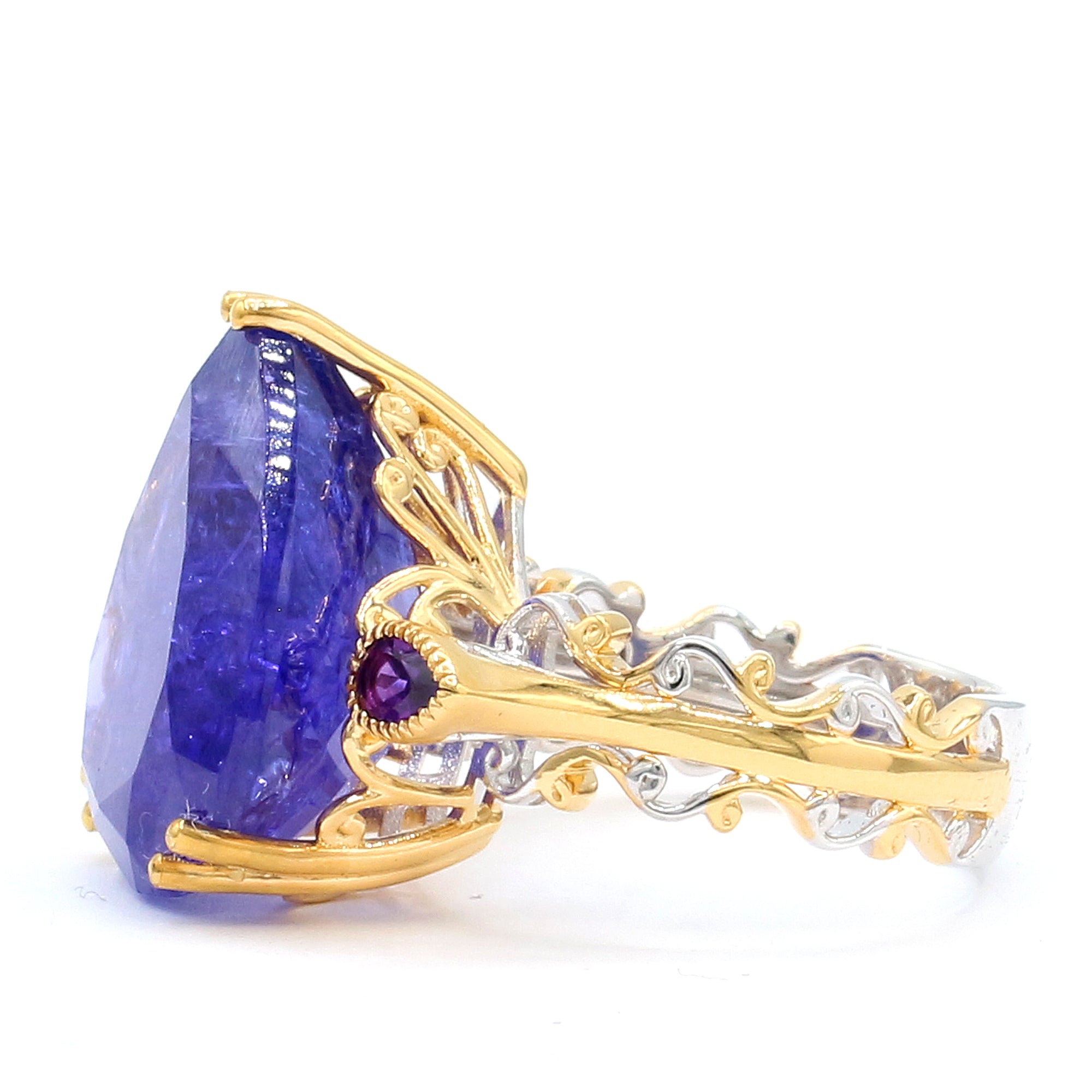Couture Gems One-of-a-Kind 24K Palladium Silver 23.20ctw Tanzanite & African Amethyst Ring