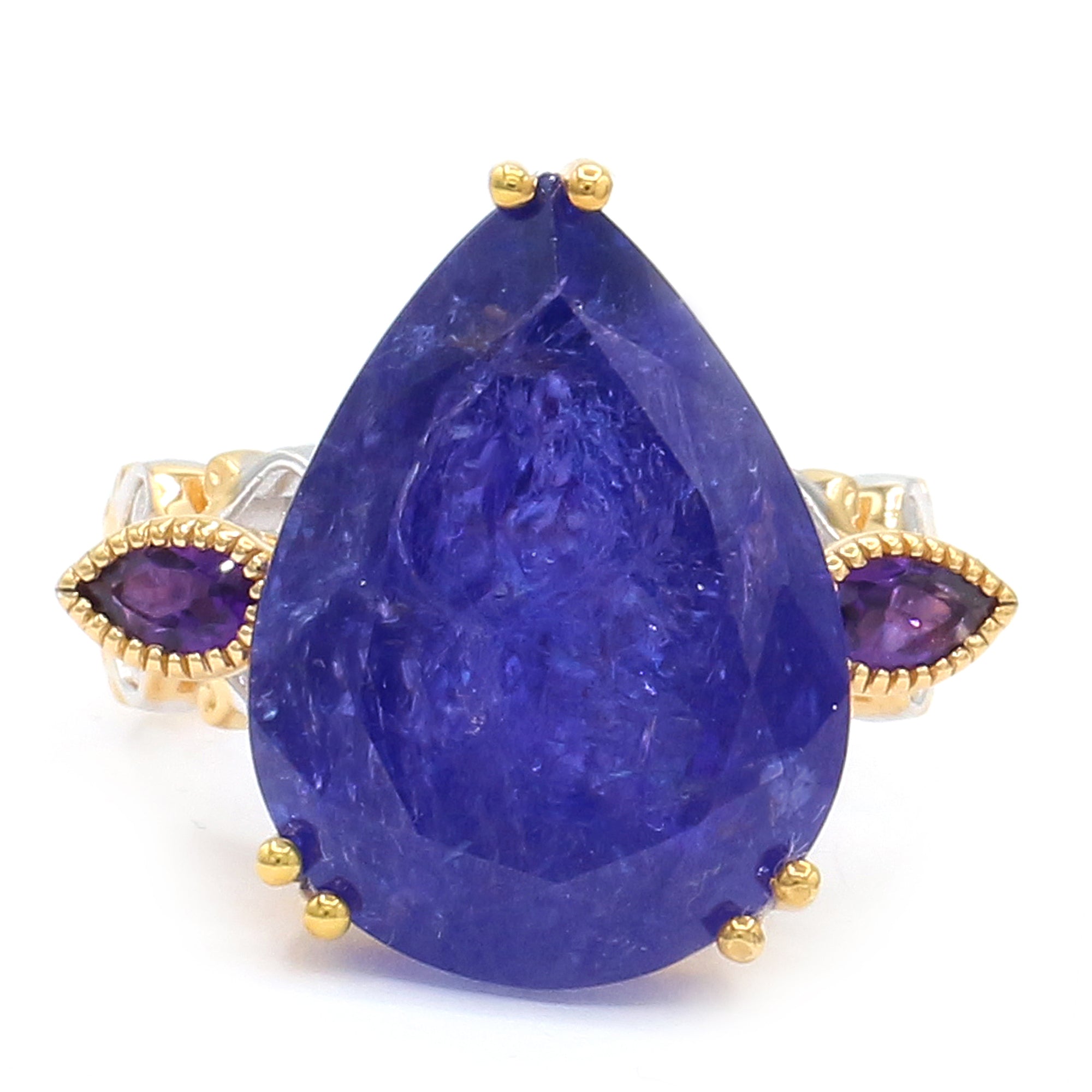 Couture Gems One-of-a-Kind 24K Palladium Silver 23.20ctw Tanzanite & African Amethyst Ring