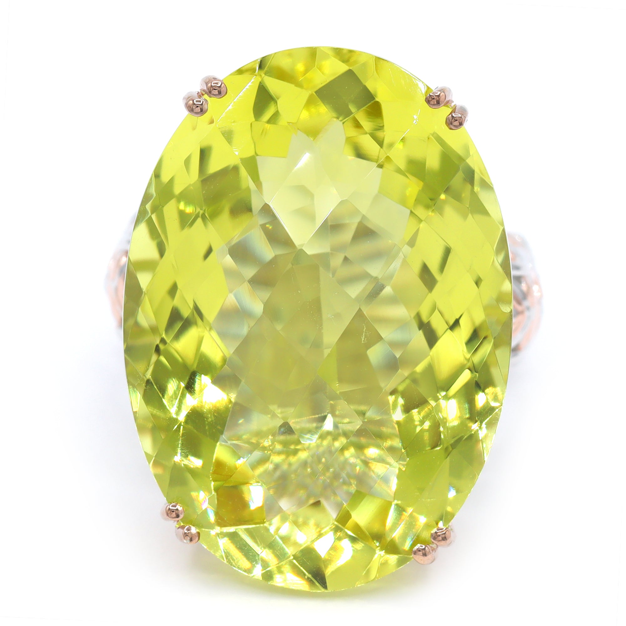 Gems en Vogue 18K Palladium Silver 53.02ctw Ouro Verde & White Zircon Honker Ring