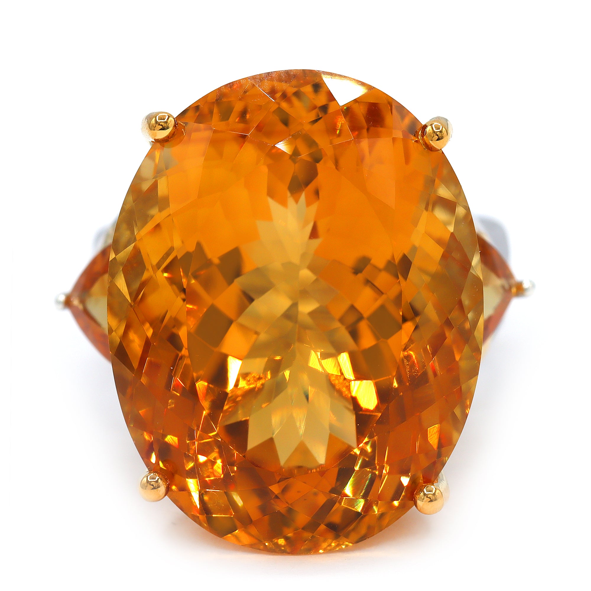 Couture Gems One-of-a-Kind 24K Palladium Silver 42.44ctw Fire Citrine & White Zircon Honker Ring