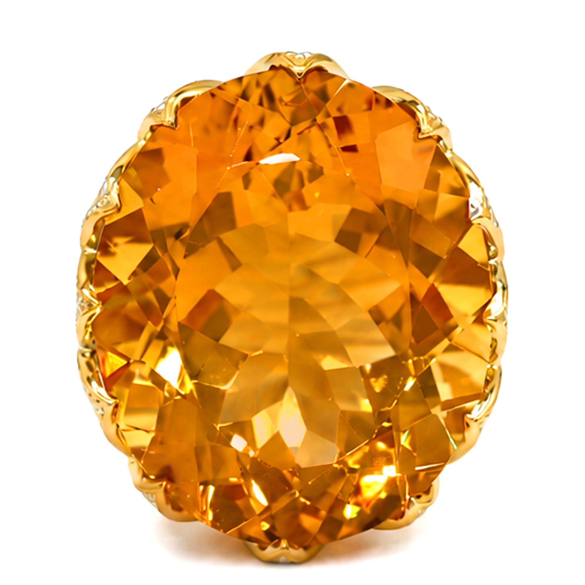 Couture Gems One-of-a-Kind 24K Palladium Silver 46.78ctw Fire Citrine Honker Ring
