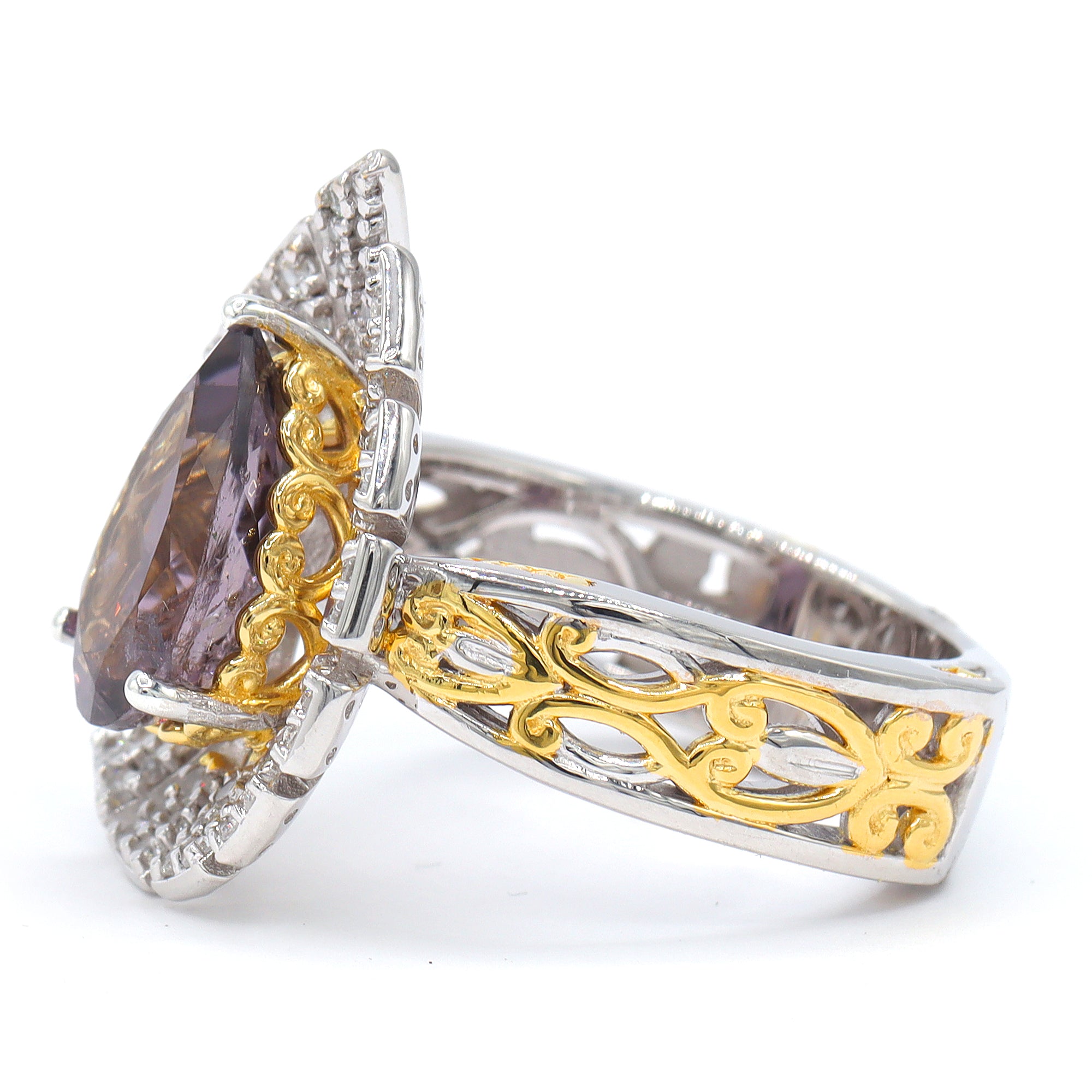 Couture Gems One-of-a-Kind 24K Palladium Silver 4.83ctw Purple Tourmaline & White Zircon Ring