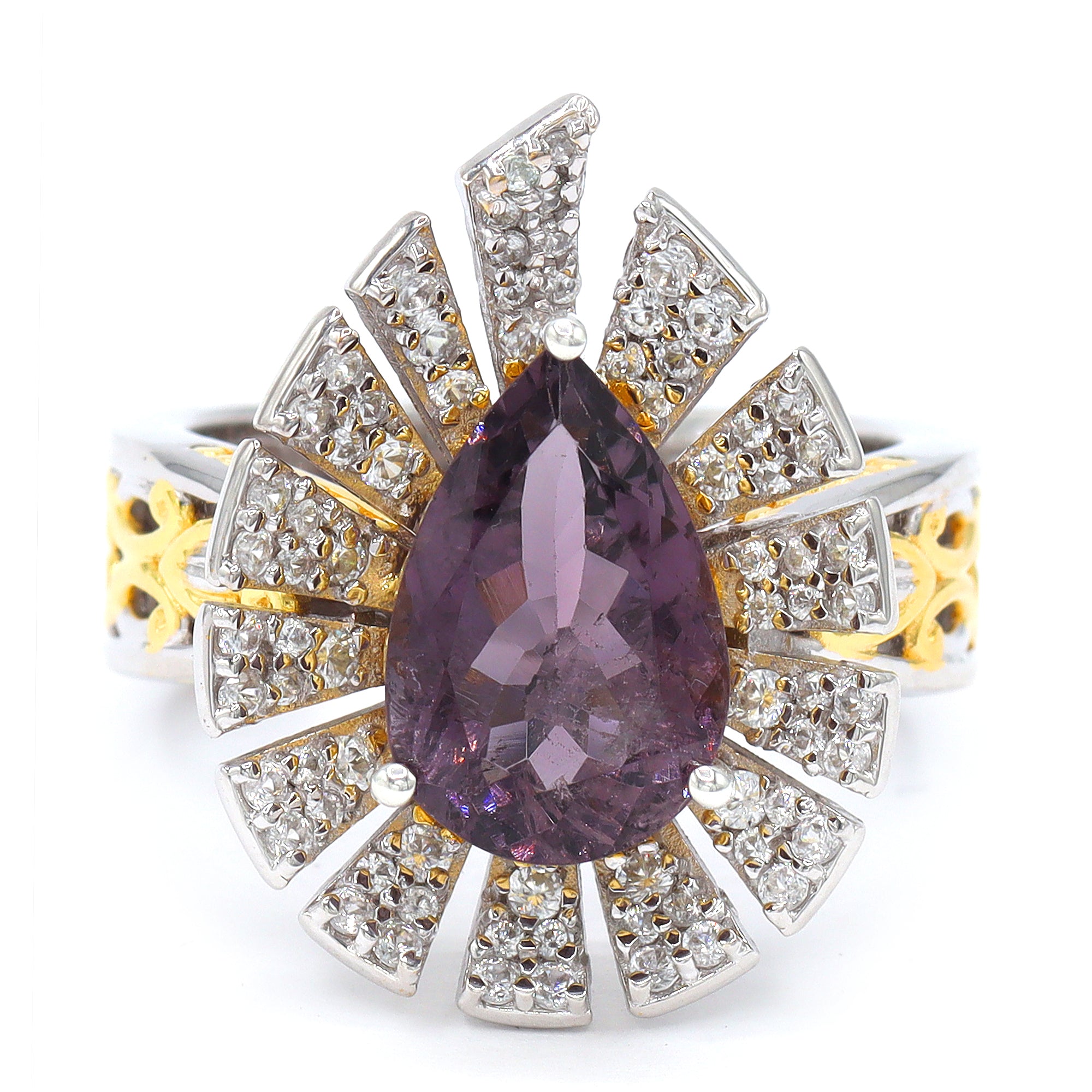 Couture Gems One-of-a-Kind 24K Palladium Silver 4.83ctw Purple Tourmaline & White Zircon Ring