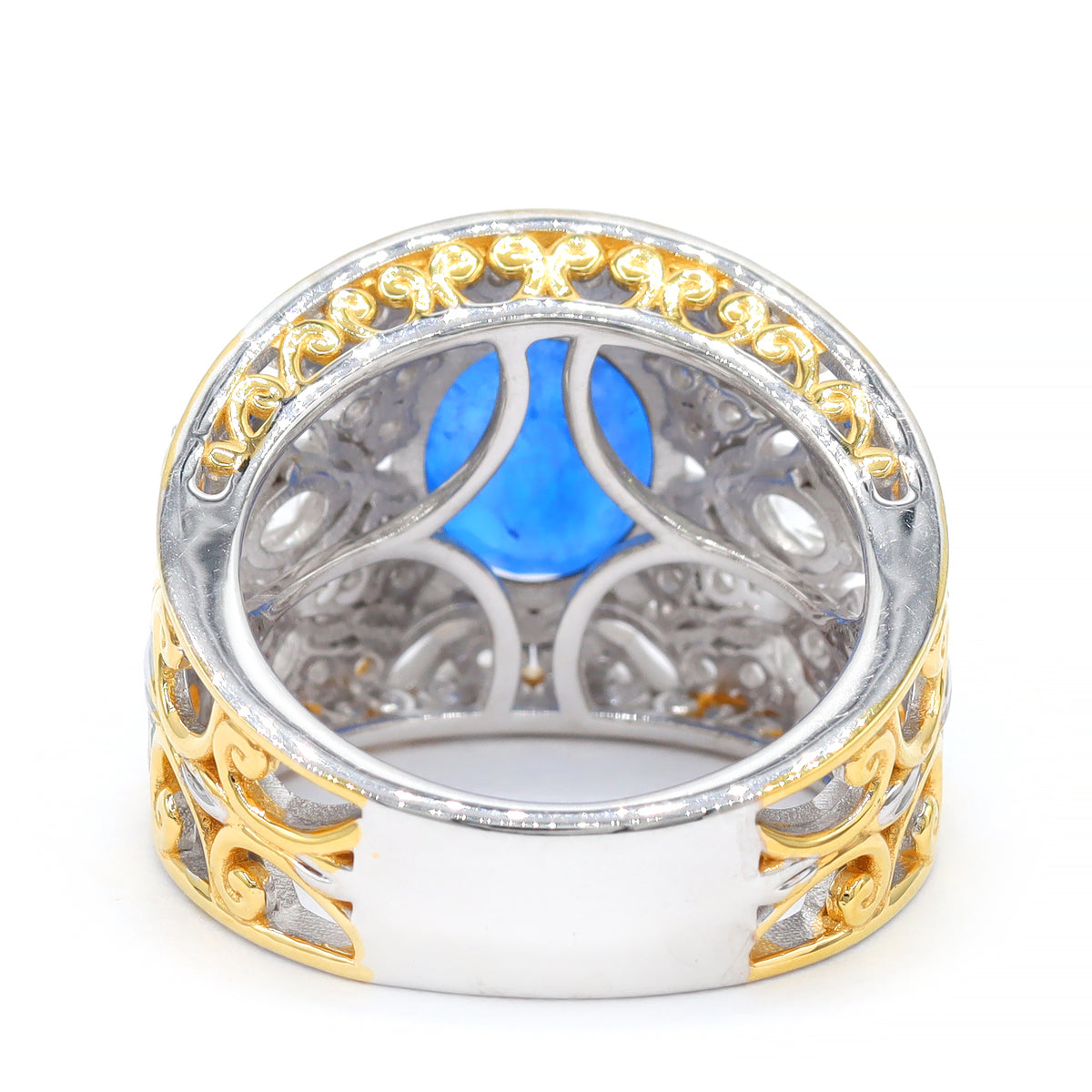 Couture Gems One-of-a-Kind 24K Palladium Silver 6.01ctw Cobalt Blue Spinel & White Zircon Ring
