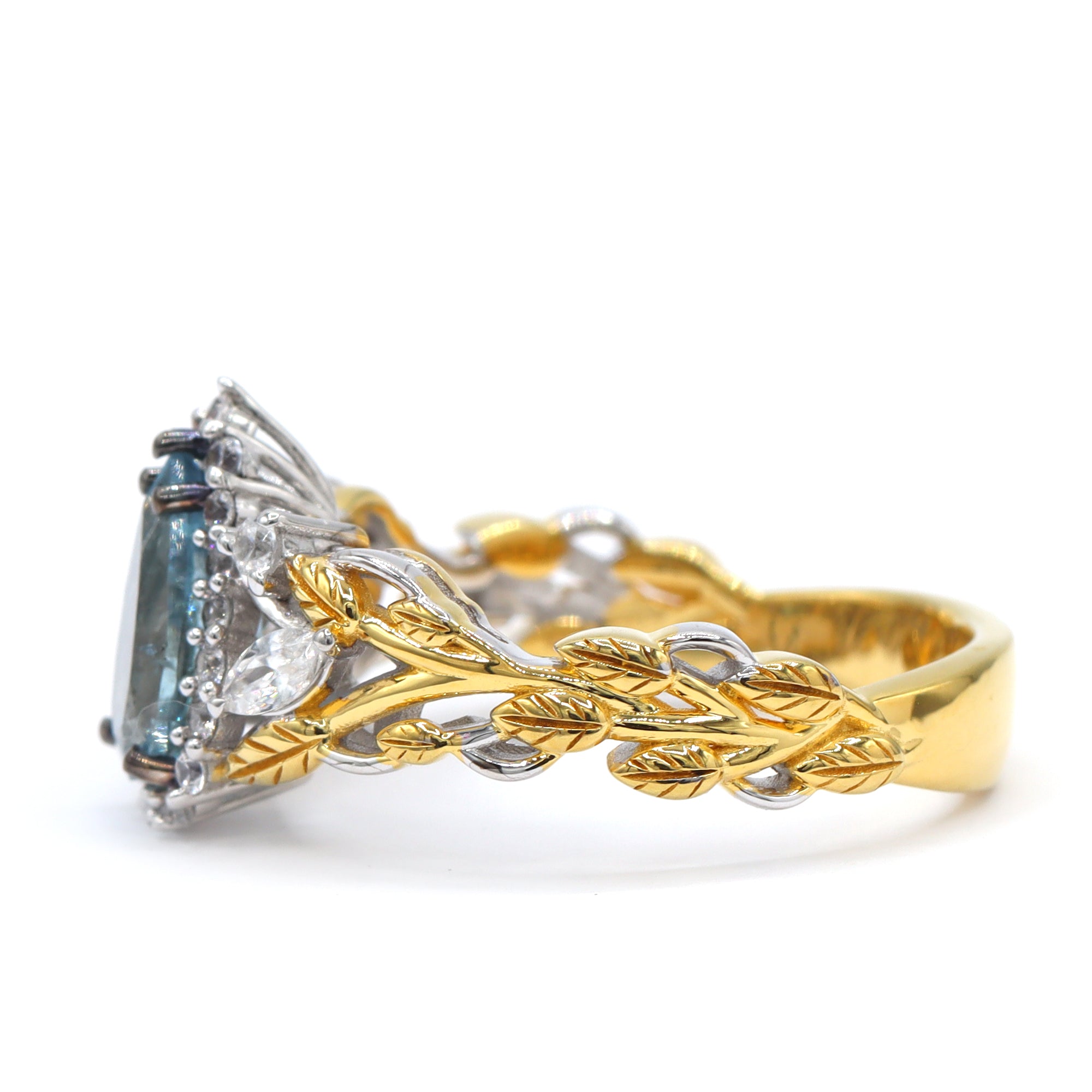 Gems en Vogue One-of-a-Kind 24K Palladium Silver 1.73ctw Tanzanian Aquamarine & White Zircon Ring