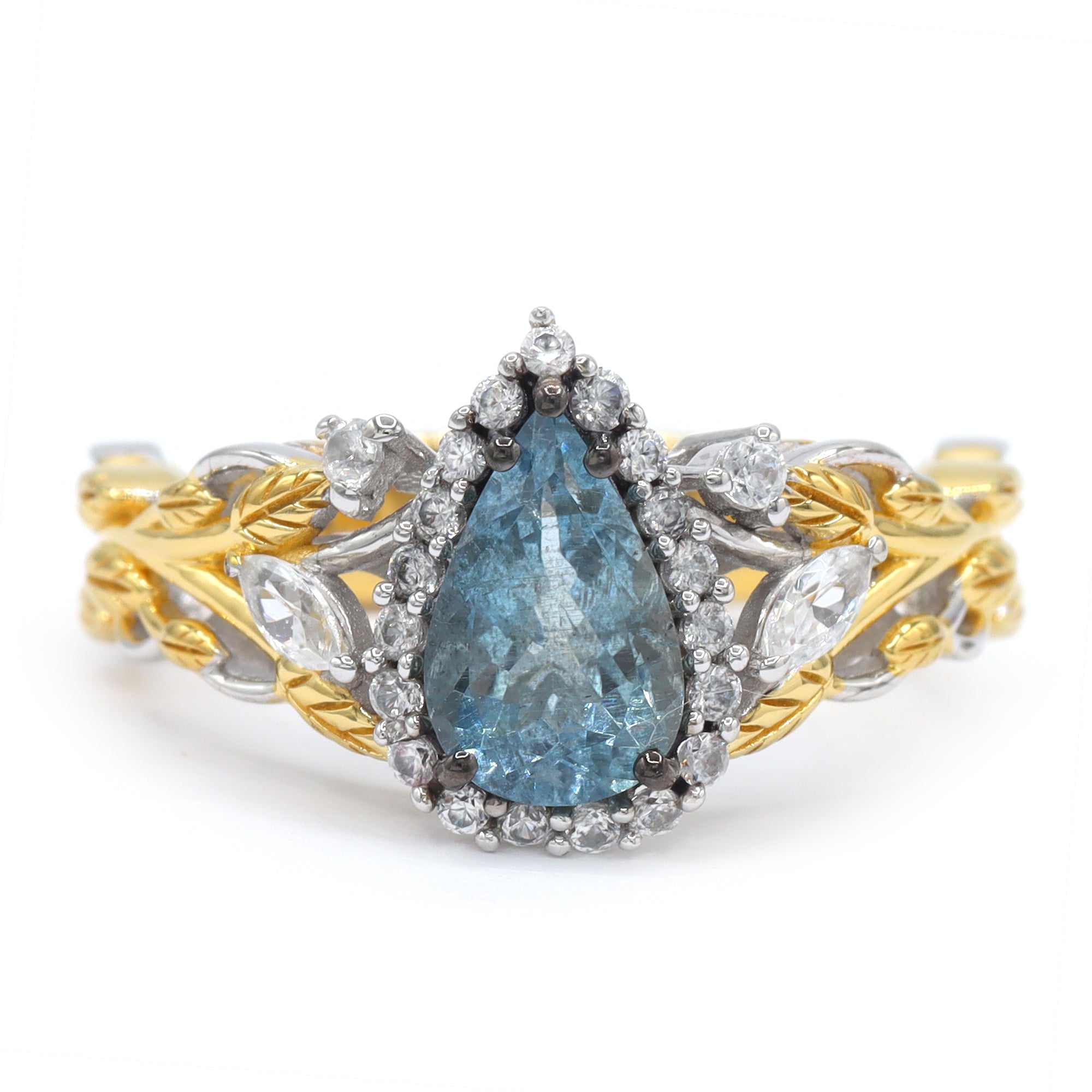 Gems en Vogue One-of-a-Kind 24K Palladium Silver 1.73ctw Tanzanian Aquamarine & White Zircon Ring