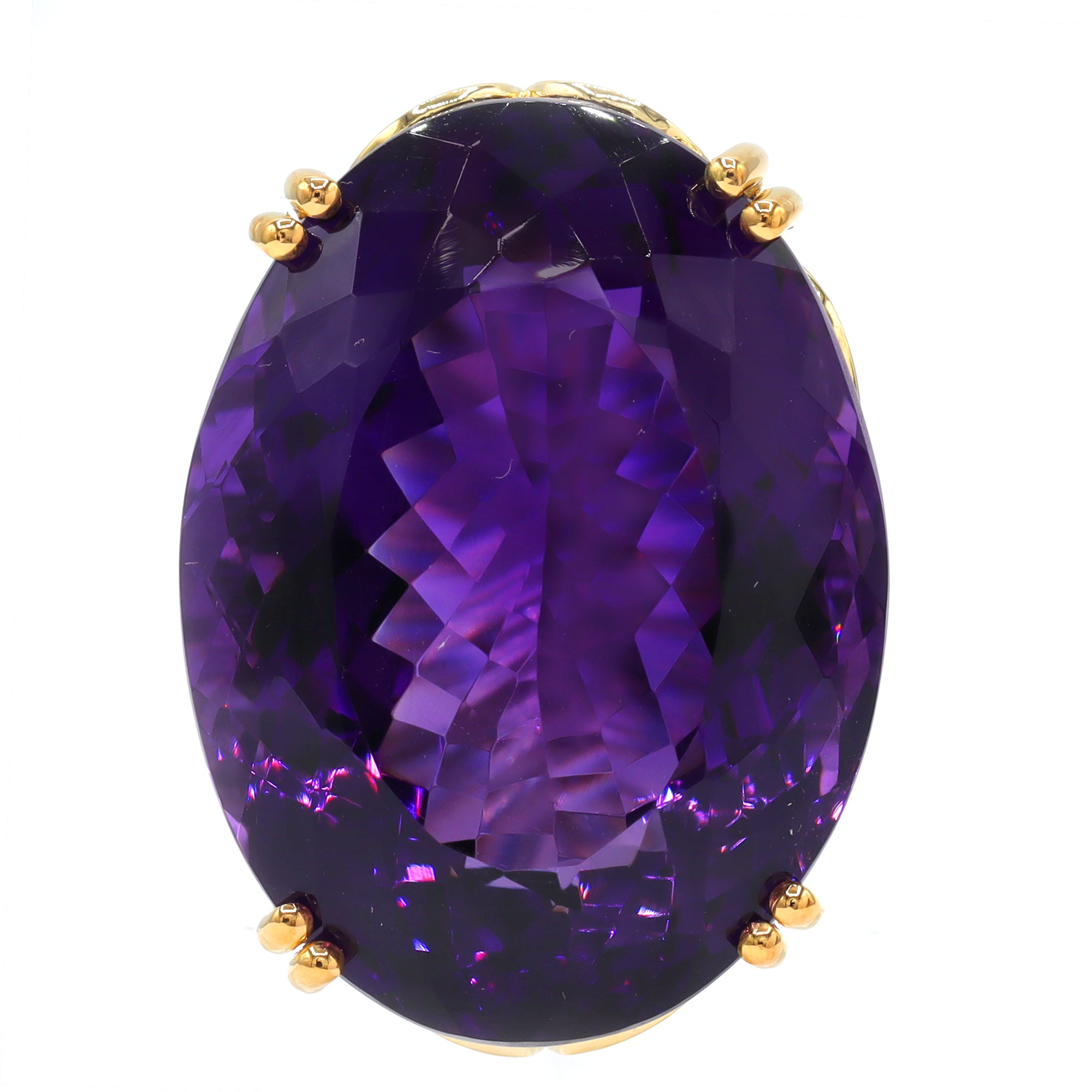 Couture Gems One-of-a-Kind 24K Palladium Silver 79.02ctw Tanzanian Amethyst & White Zircon Honker Ring