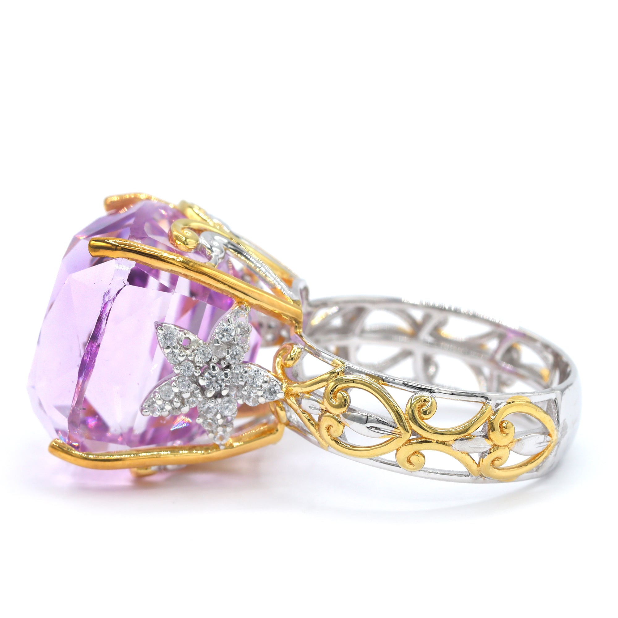 Couture Gems One-of-a-Kind 24K Palladium Silver 31.31ctw Martha Rocha 5A Kunzite & White Zircon Ring