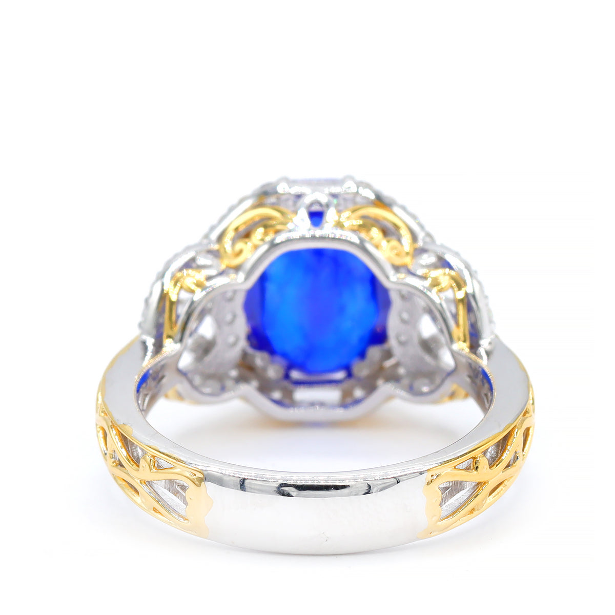 Couture Gems One-of-a-Kind 24K Palladium Silver 4.66ctw Cobalt Blue Spinel & White Zircon Ring