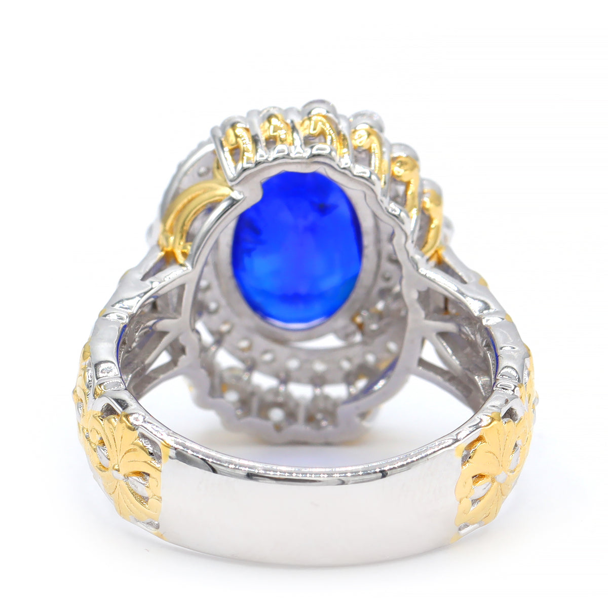 Couture Gems One-of-a-Kind 24K Palladium Silver 4.83ctw Cobalt Blue Spinel & White Zircon Ring