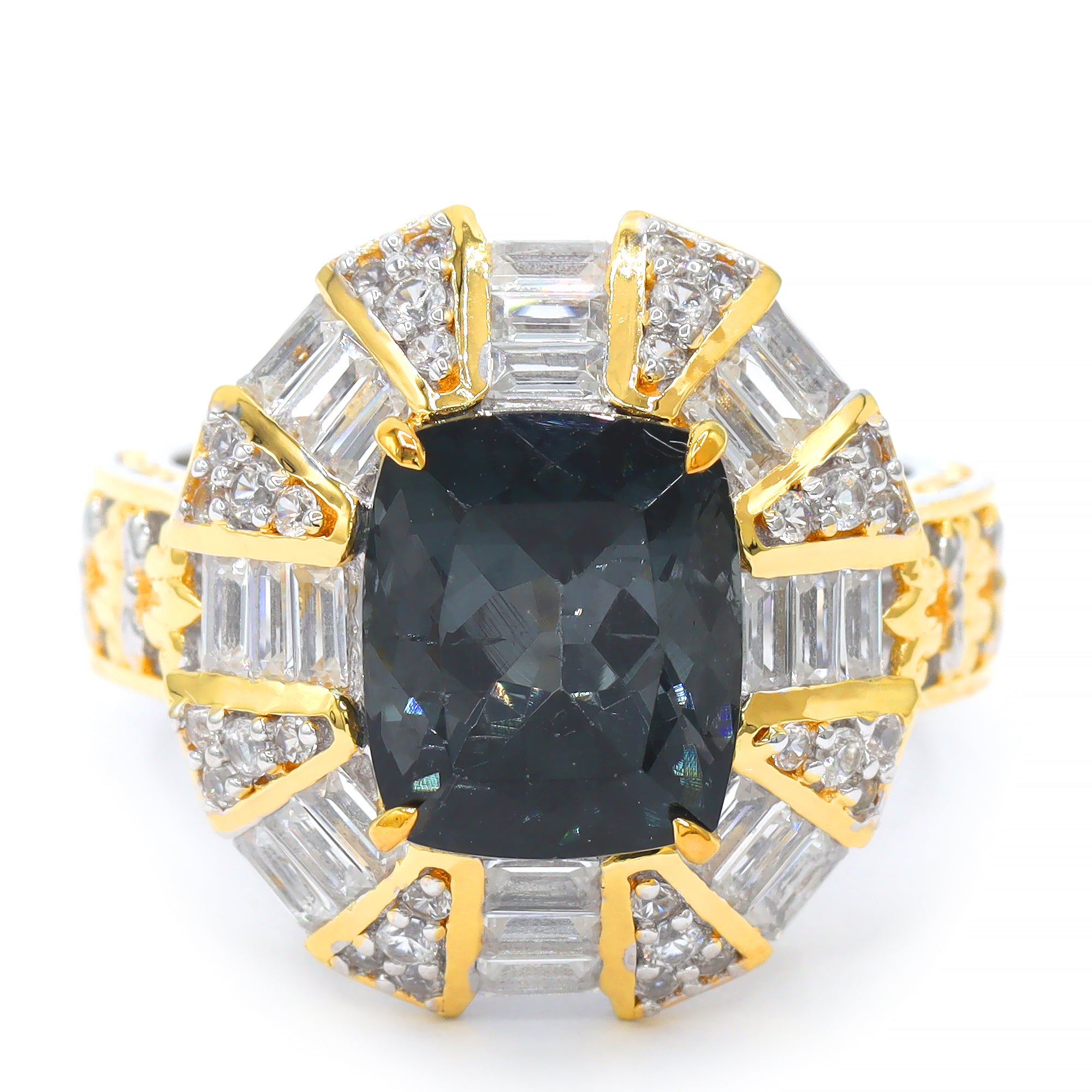 Couture Gems One-of-a-Kind 24K Palladium Silver 8.07ctw Indicolite Tourmaline & White Zircon Ring