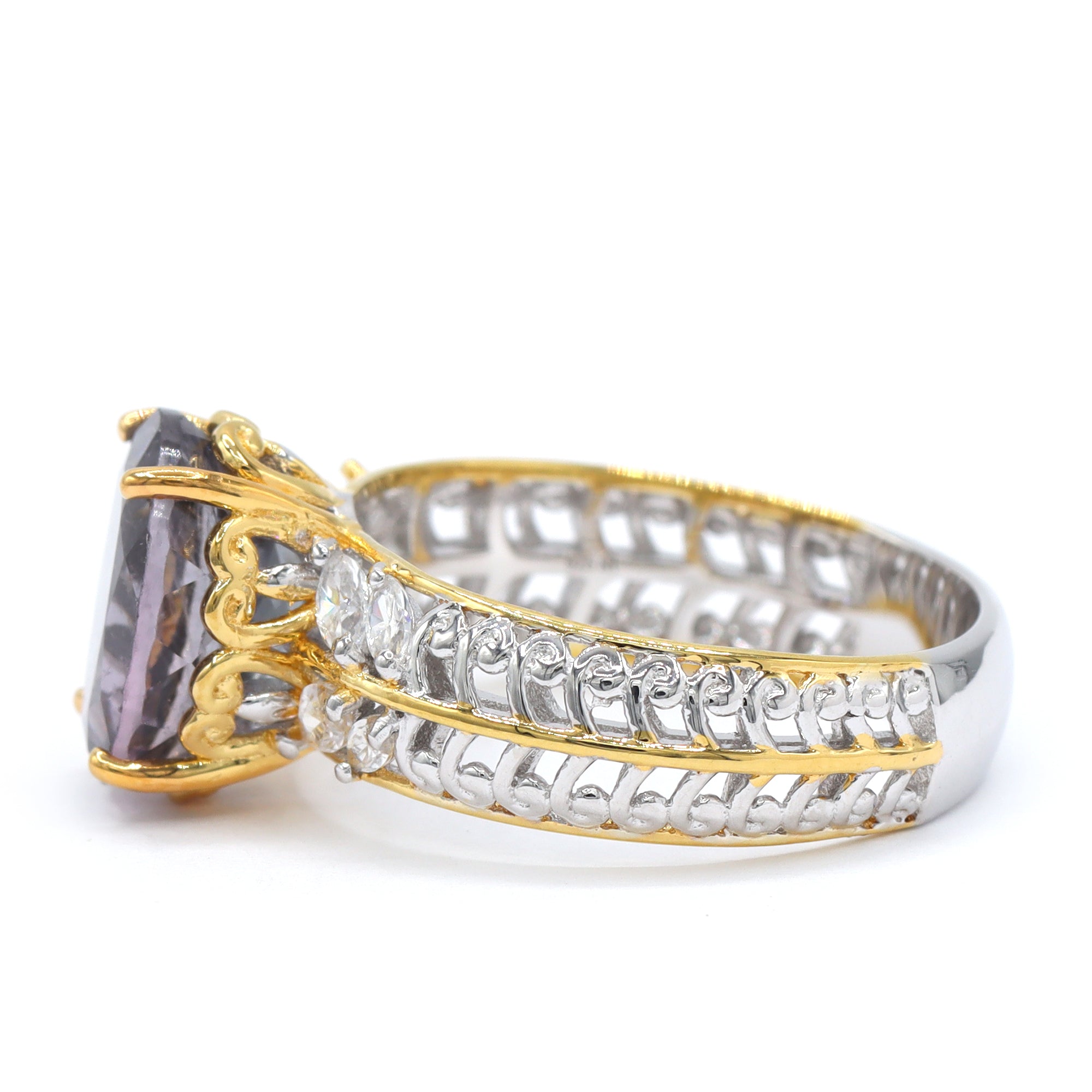 Couture Gems One-of-a-Kind 24K Palladium Silver 4.62ctw Purple Tourmaline & White Zircon Ring
