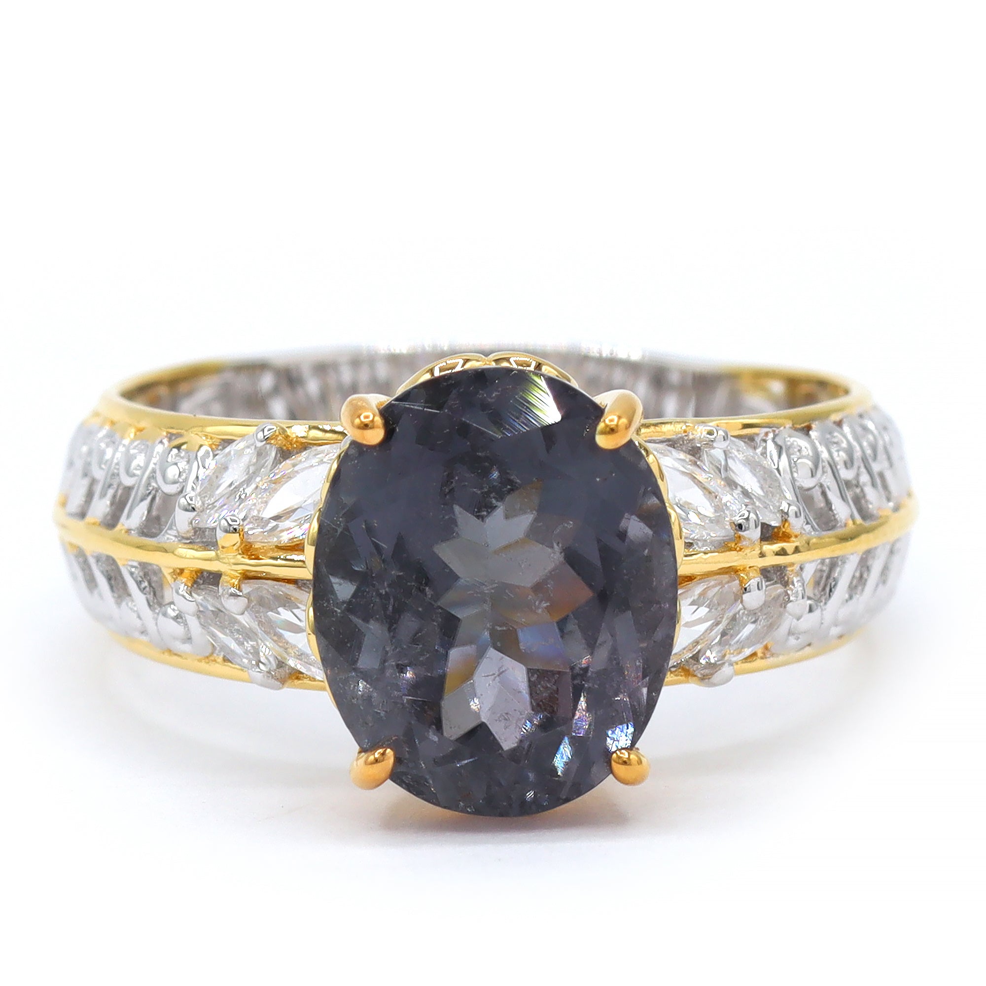 Couture Gems One-of-a-Kind 24K Palladium Silver 4.62ctw Purple Tourmaline & White Zircon Ring