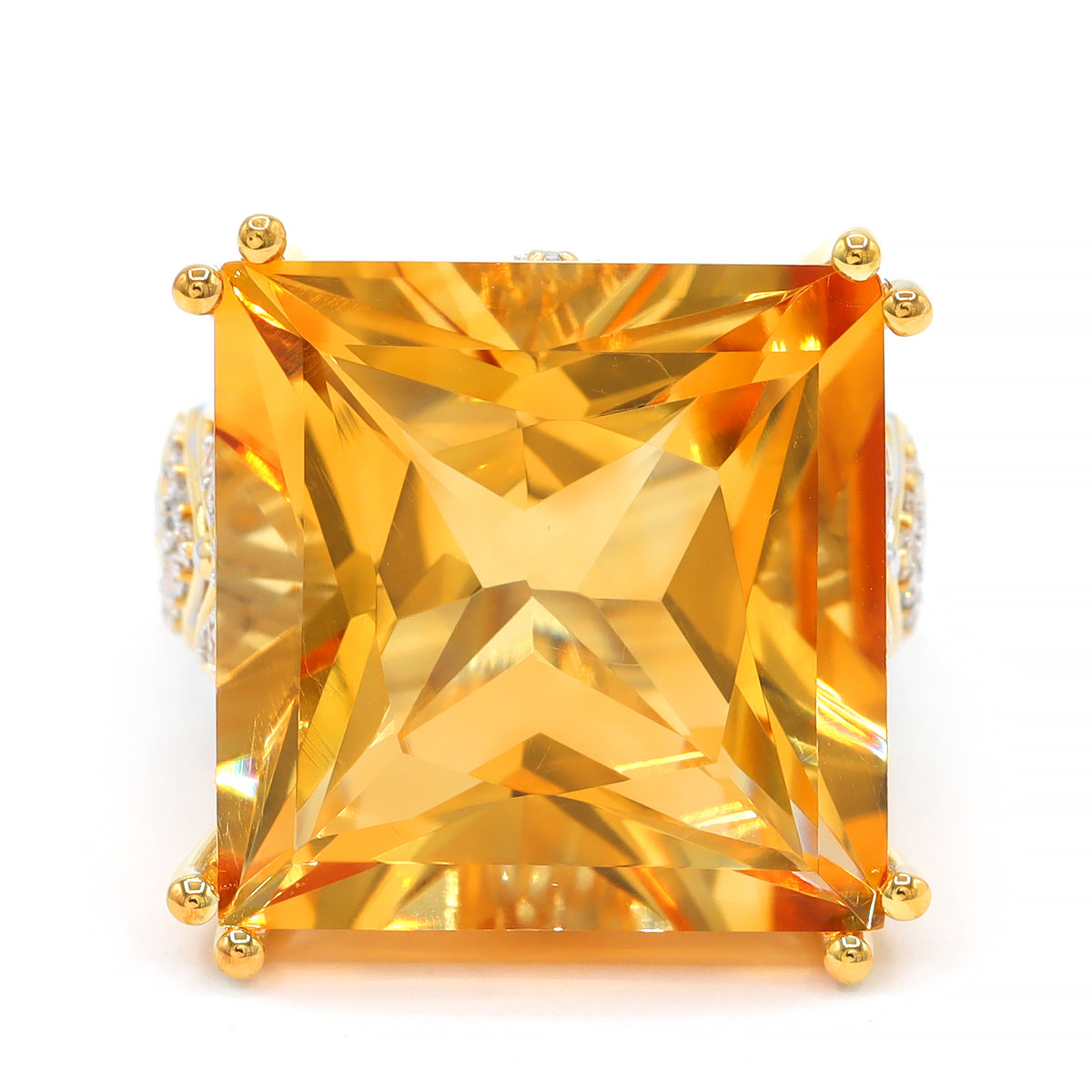 Couture Gems One-of-a-Kind 24K Palladium Silver 30.23ctw Fire Citrine & White Zircon Honker Ring