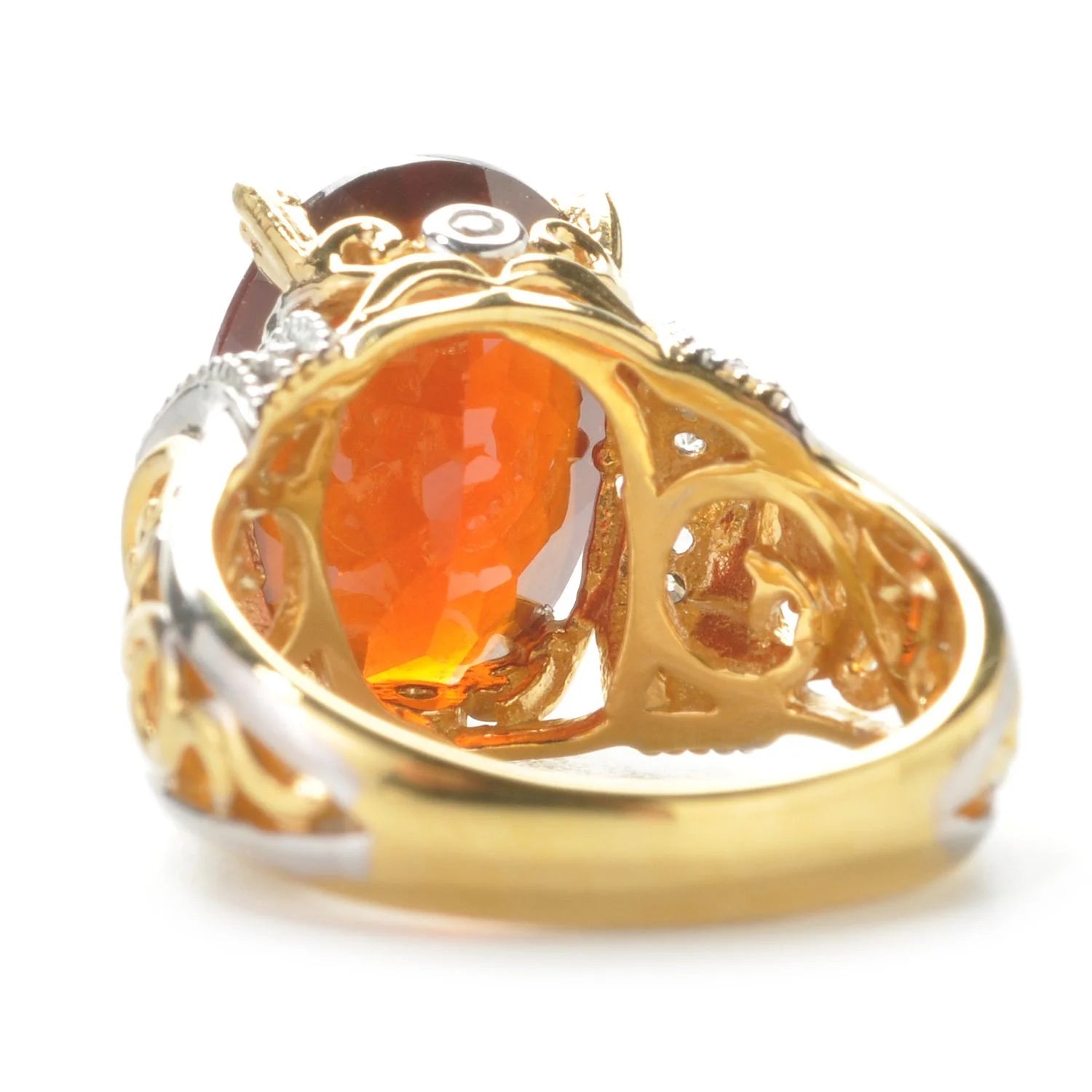 Gems en Vogue 6.51ctw Hessonite Garnet & White Zircon Ring