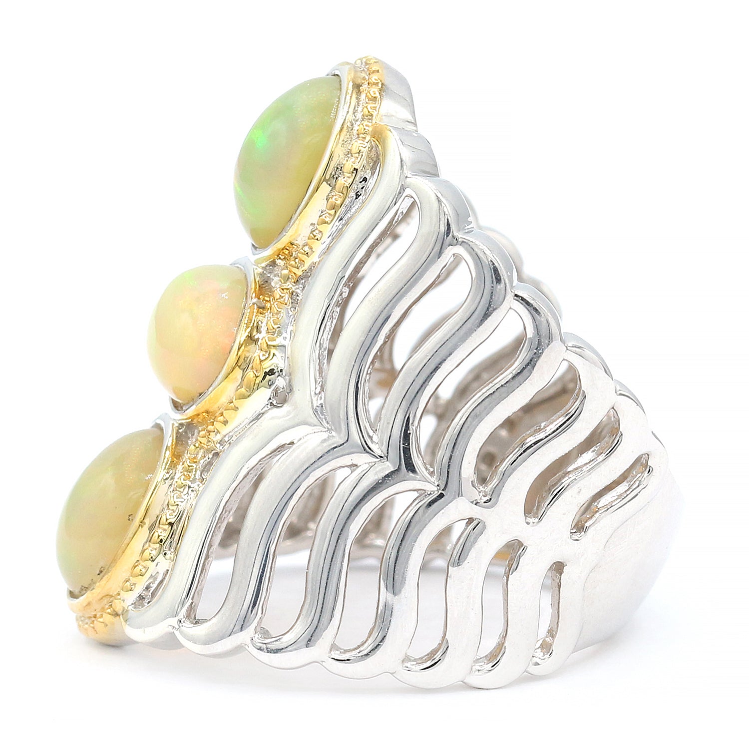 Gems en Vogue Golden Opal Three Stone Ring