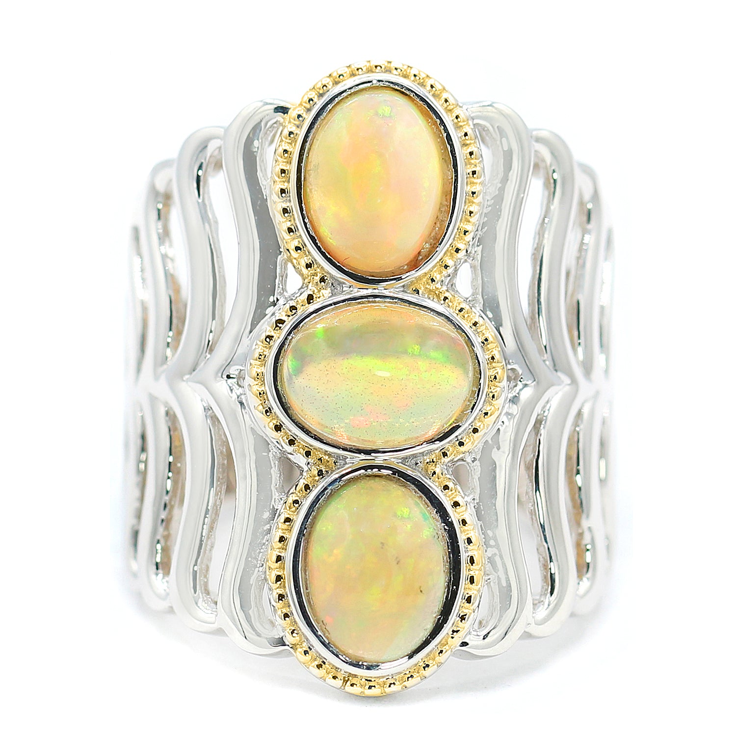 Gems en Vogue Golden Opal Three Stone Ring