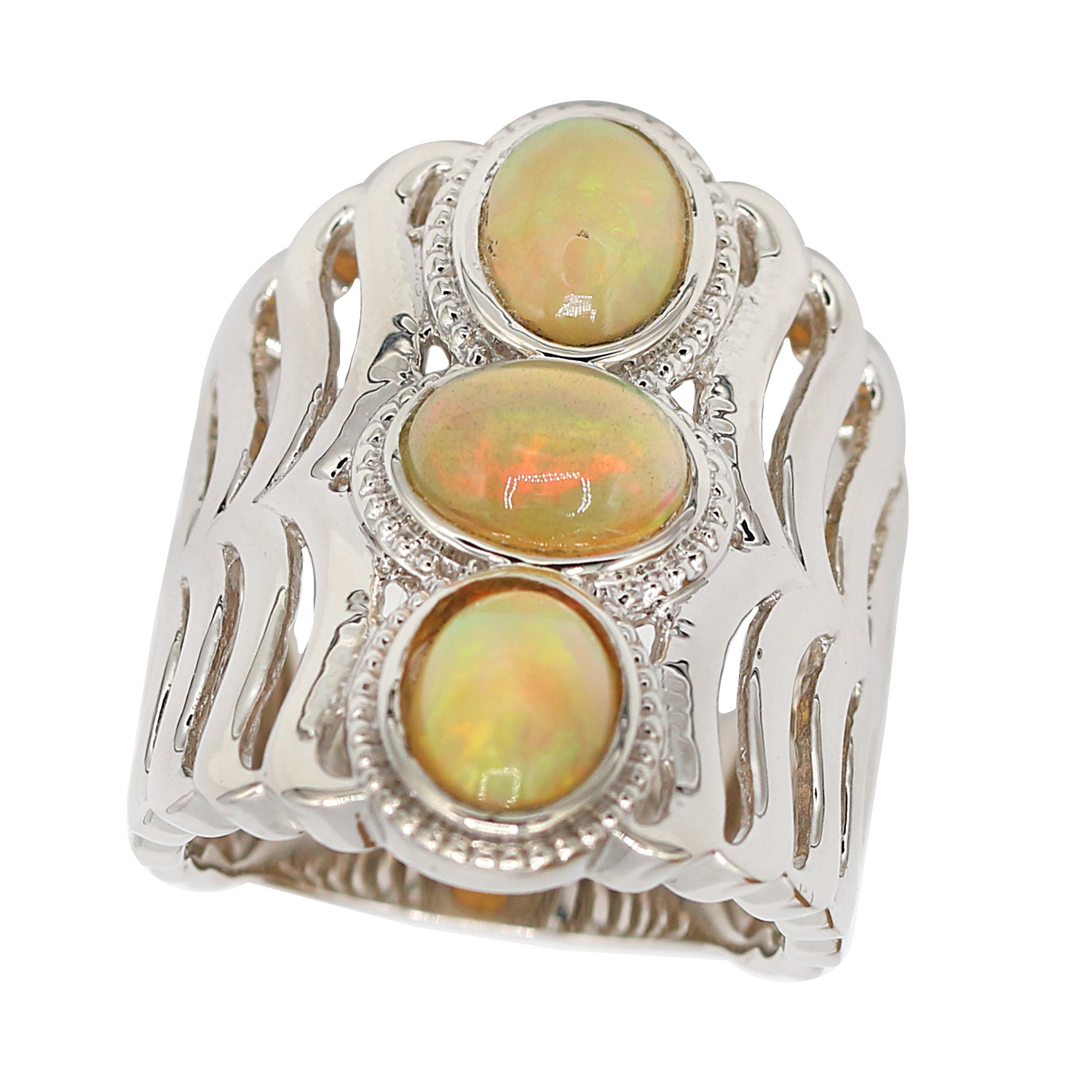 Gems en Vogue Golden Opal Three Stone Ring