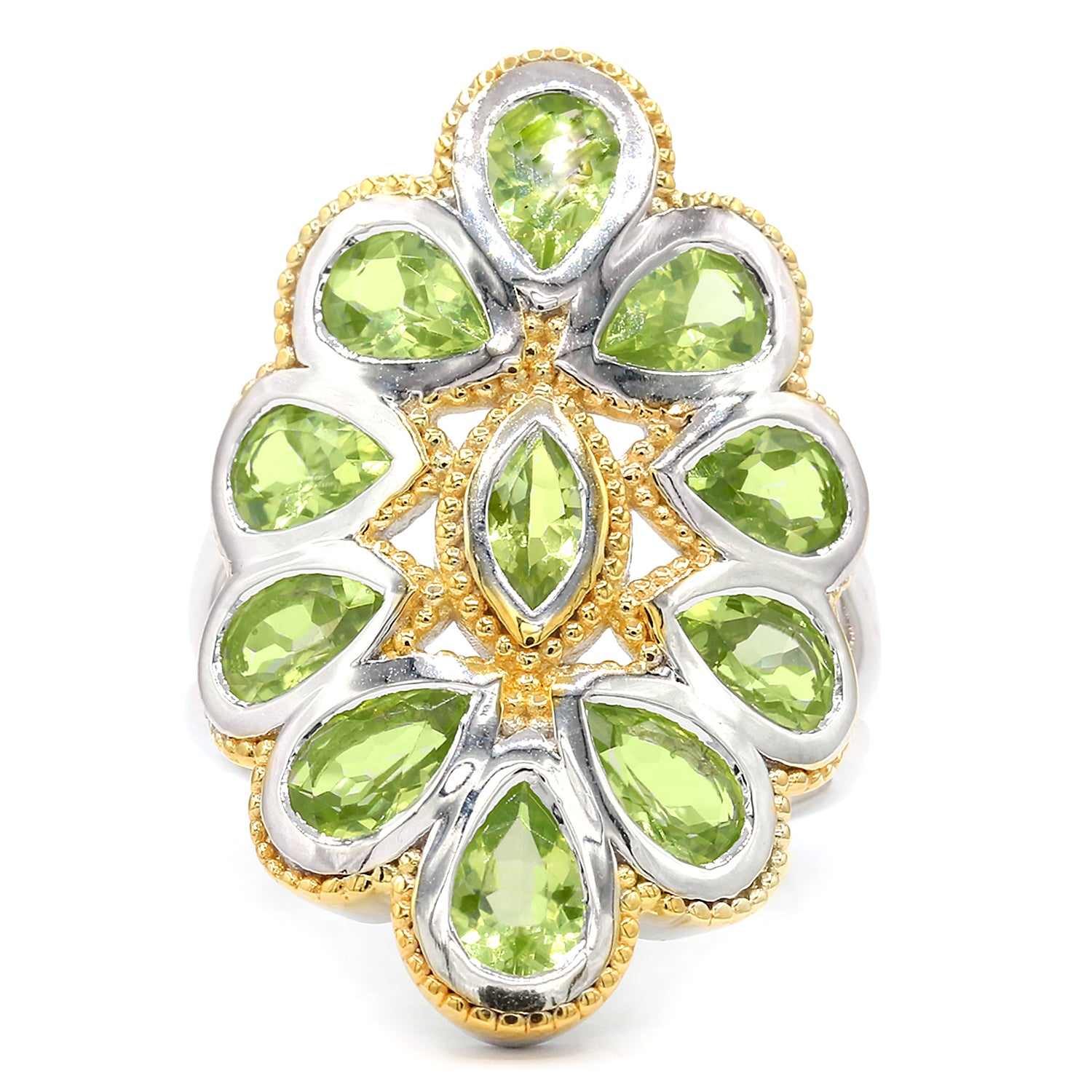 Gems en Vogue 9.08ctw Multi Peridot Ring