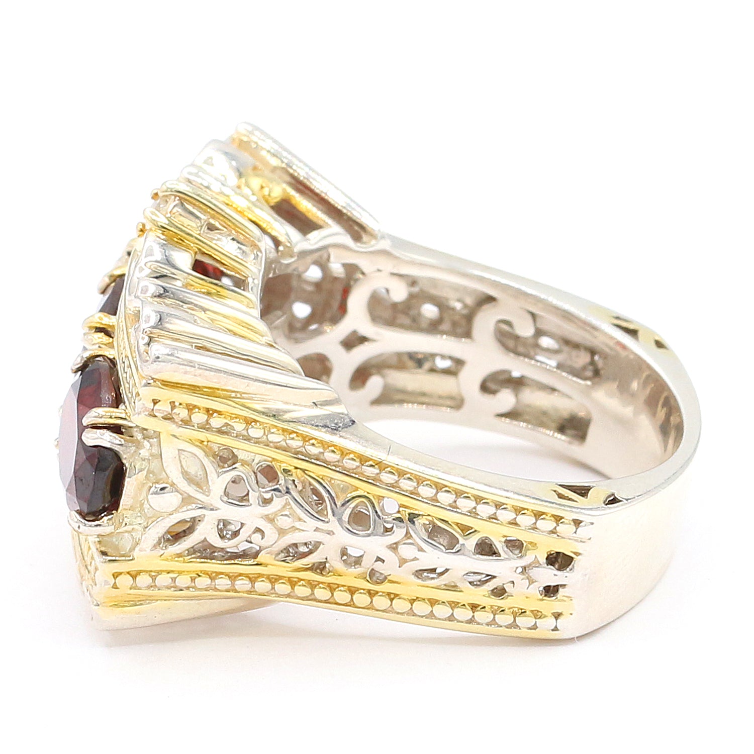 Gems en Vogue 4.89ctw Mozambique Garnet & White Sapphire Three Stone Ring