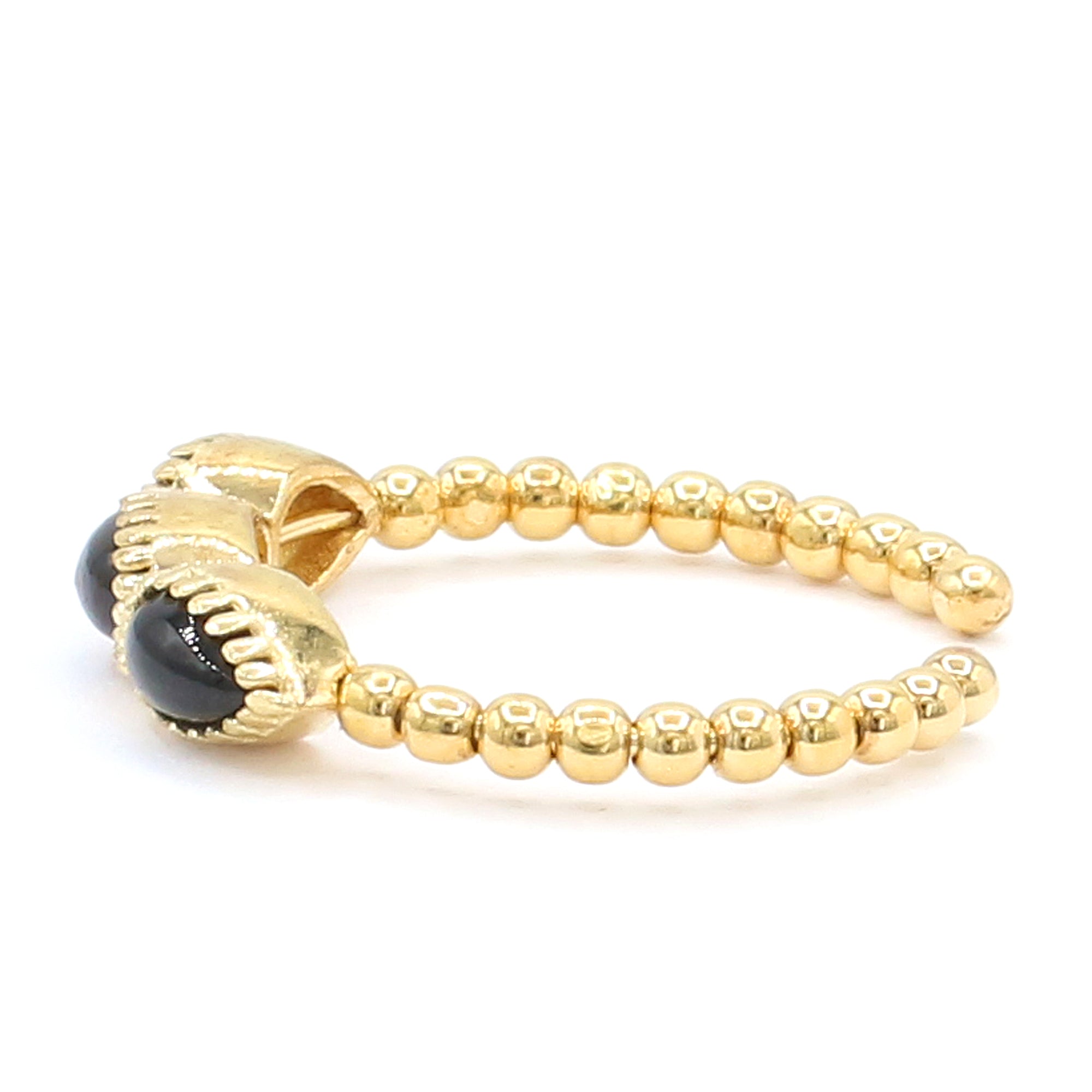 Hall of Jewels Black Onyx Beaded Flexible Band Ring