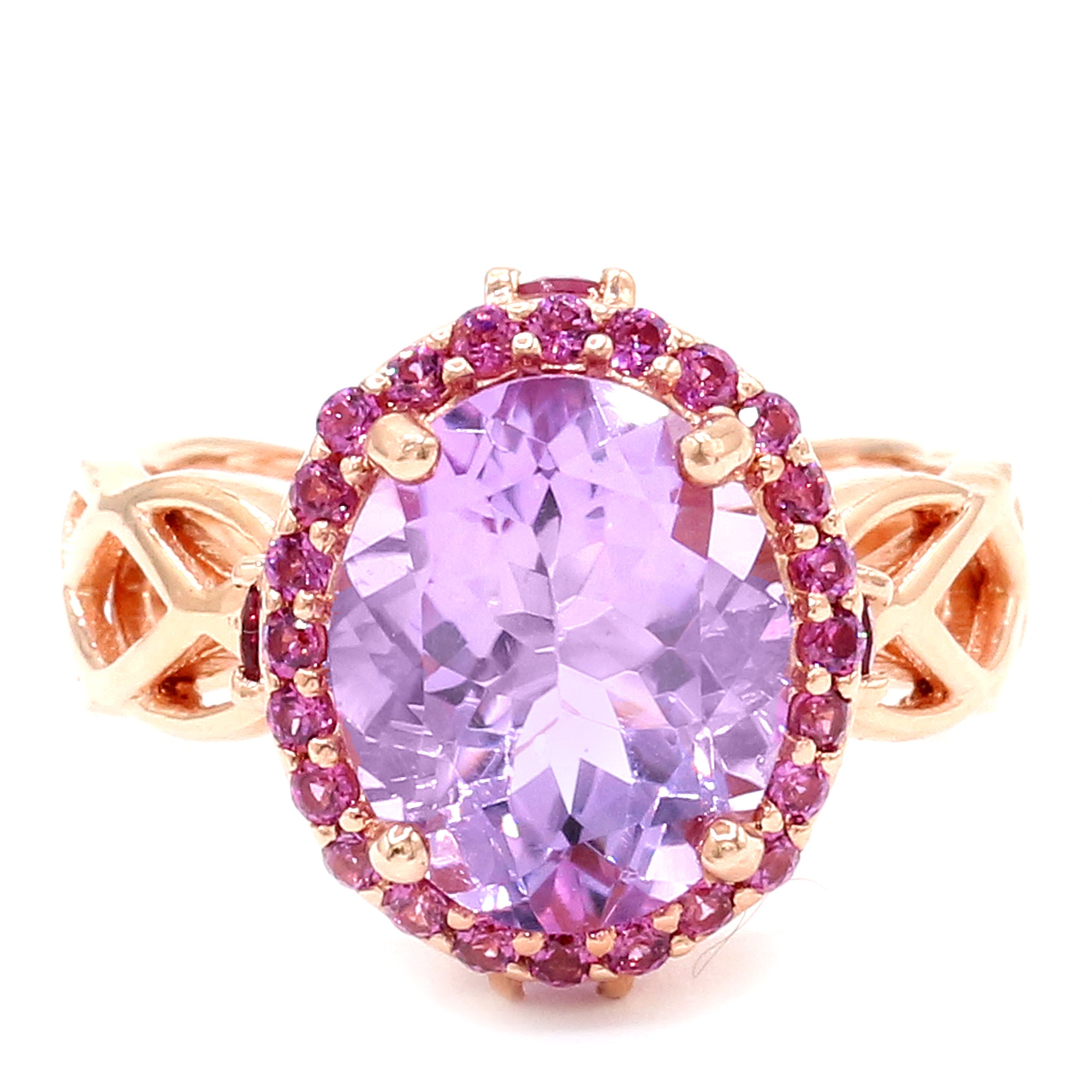 Hall of Jewels 6.06ctw Pink Amethyst & Rhodolite Garnet Halo Ring
