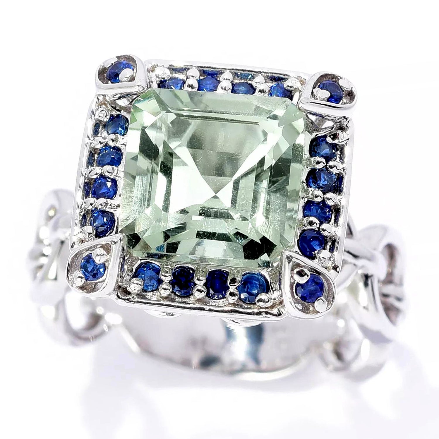 Hall of Jewels 2.40ctw Prasiolite & Blue Sapphire Ring