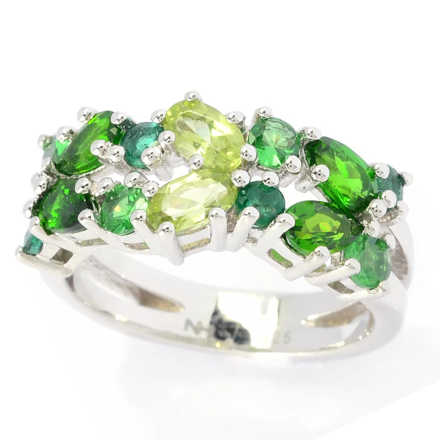 Hall of Jewels 1.82ctw Multi Gemstones Shades of Green Ring