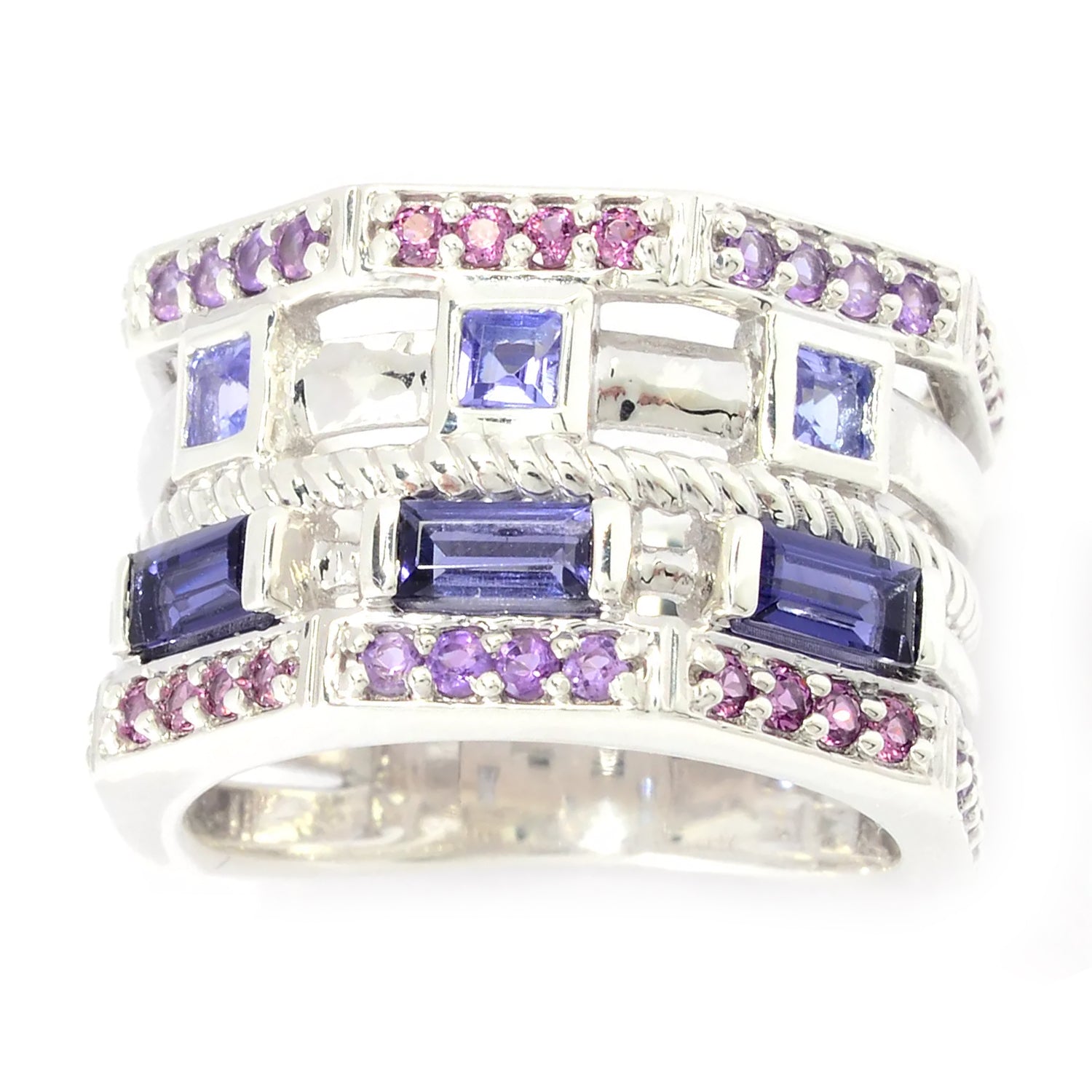 Hall of Jewels 2.16ctw Multi Gemstones Shades of Purple Ring