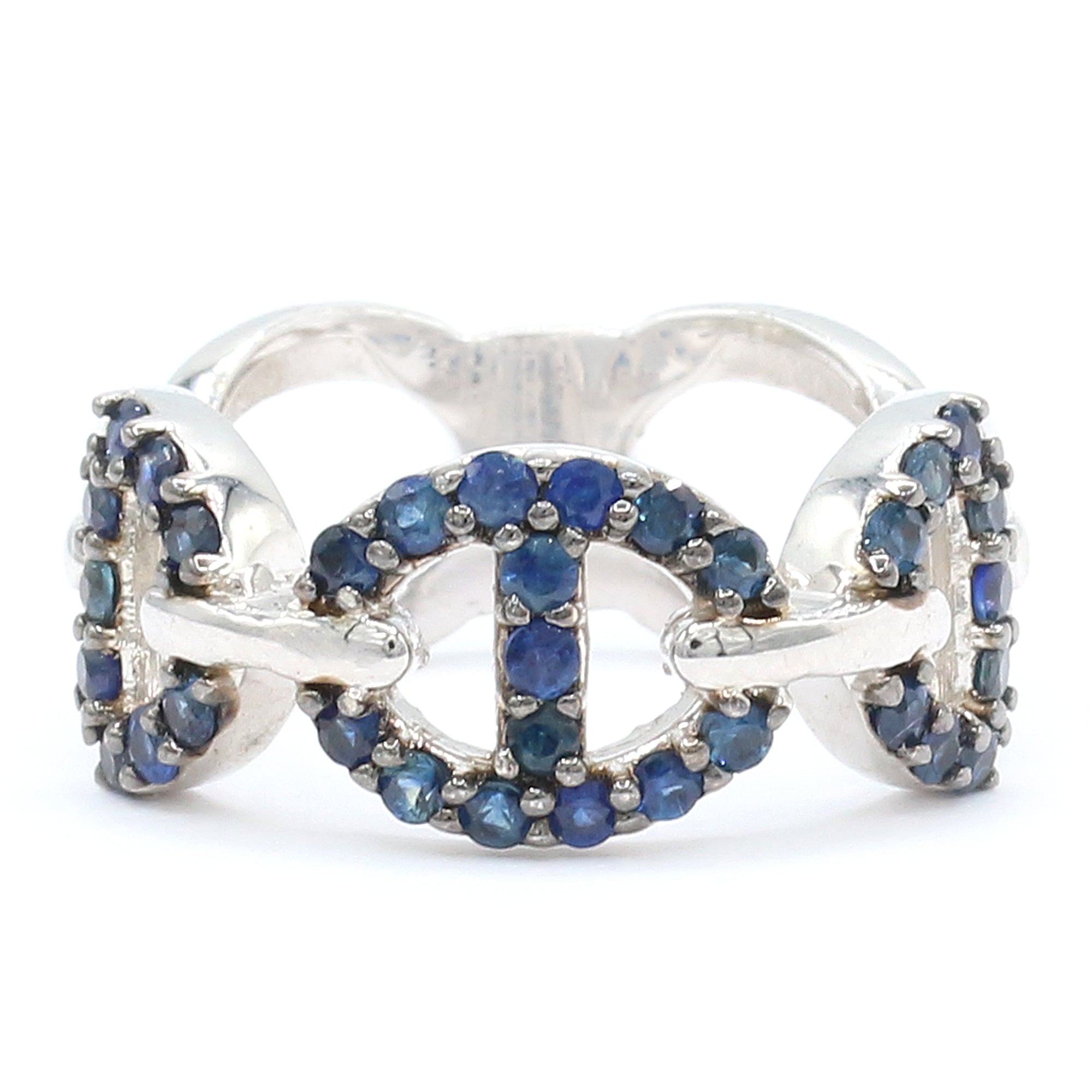 Hall of Jewels 1.32ctw Blue Sapphire Chain Pattern Ring