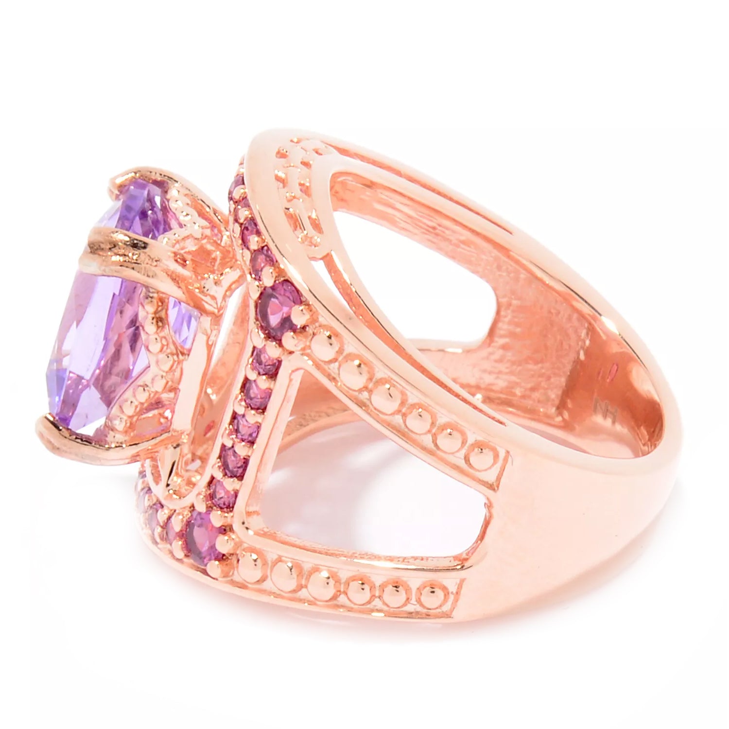 Hall of Jewels 4.76ctw Pink Amethyst & Rhodolite Garnet Open Wide Band Ring