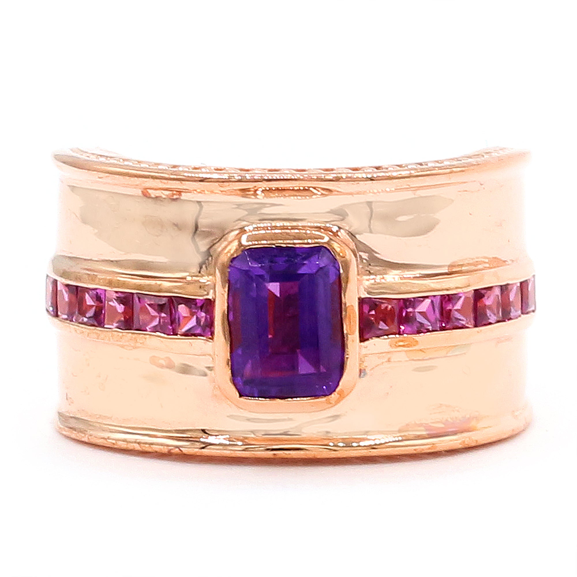 Hall of Jewels 1.50ctw African Amethyst & Rhodolite Garnet Wide Band Ring