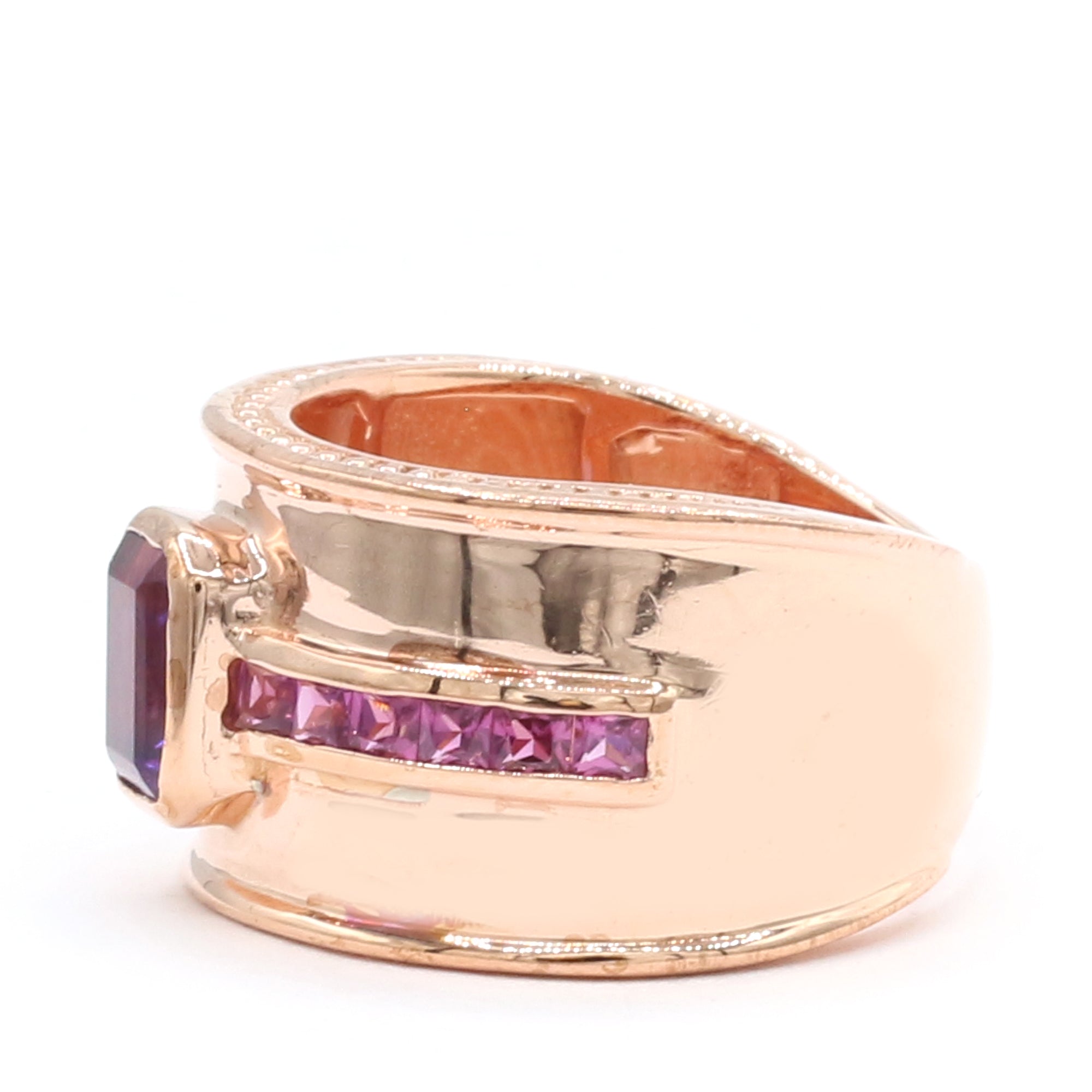 Hall of Jewels 1.50ctw African Amethyst & Rhodolite Garnet Wide Band Ring