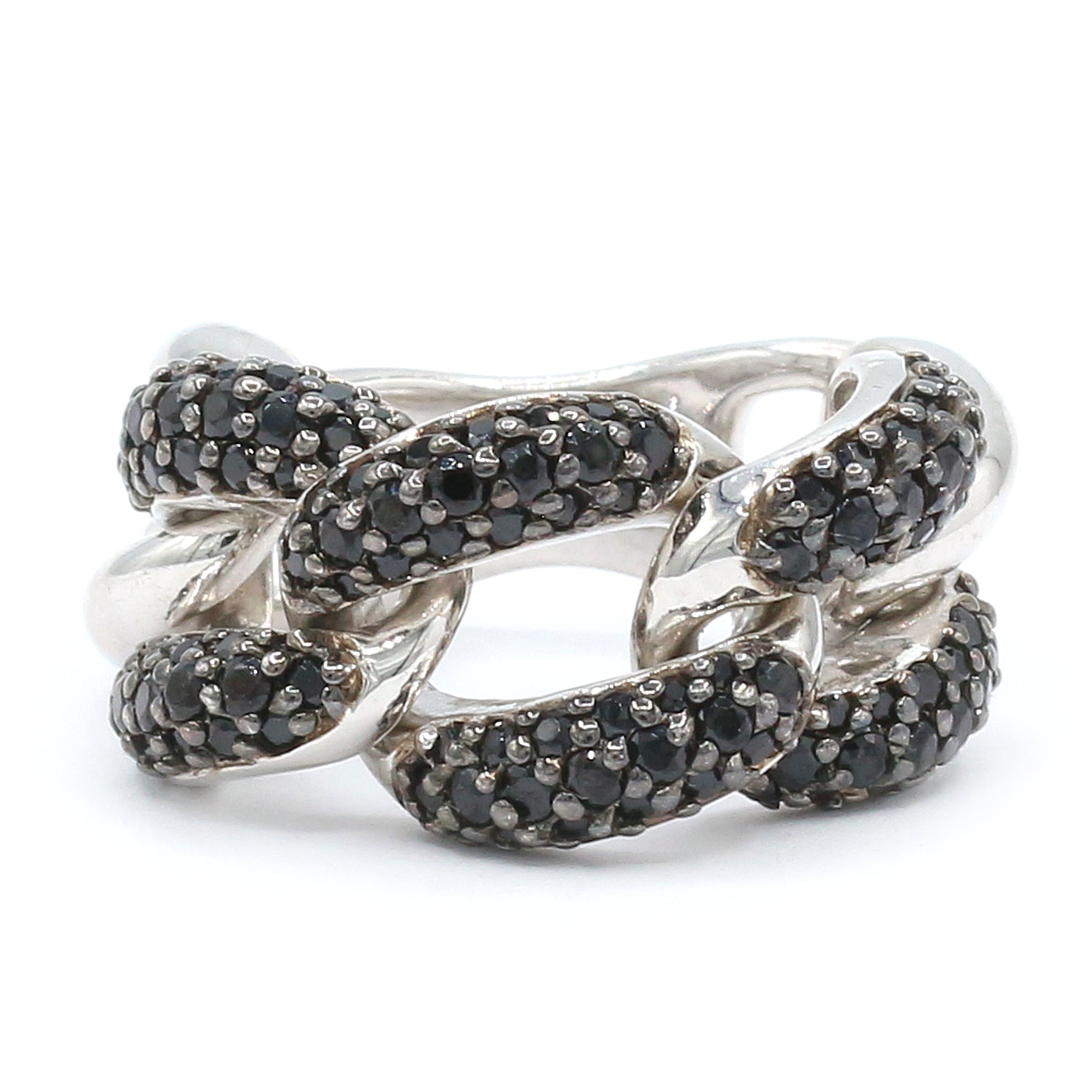 Hall of Jewels 1.95ctw Black Spinel Flexible Chain Ring