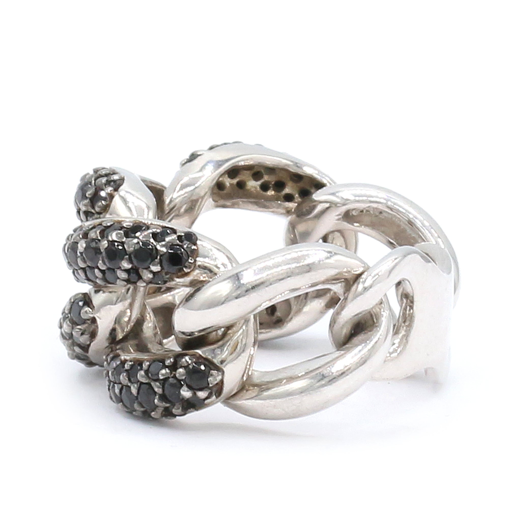 Hall of Jewels 1.95ctw Black Spinel Flexible Chain Ring