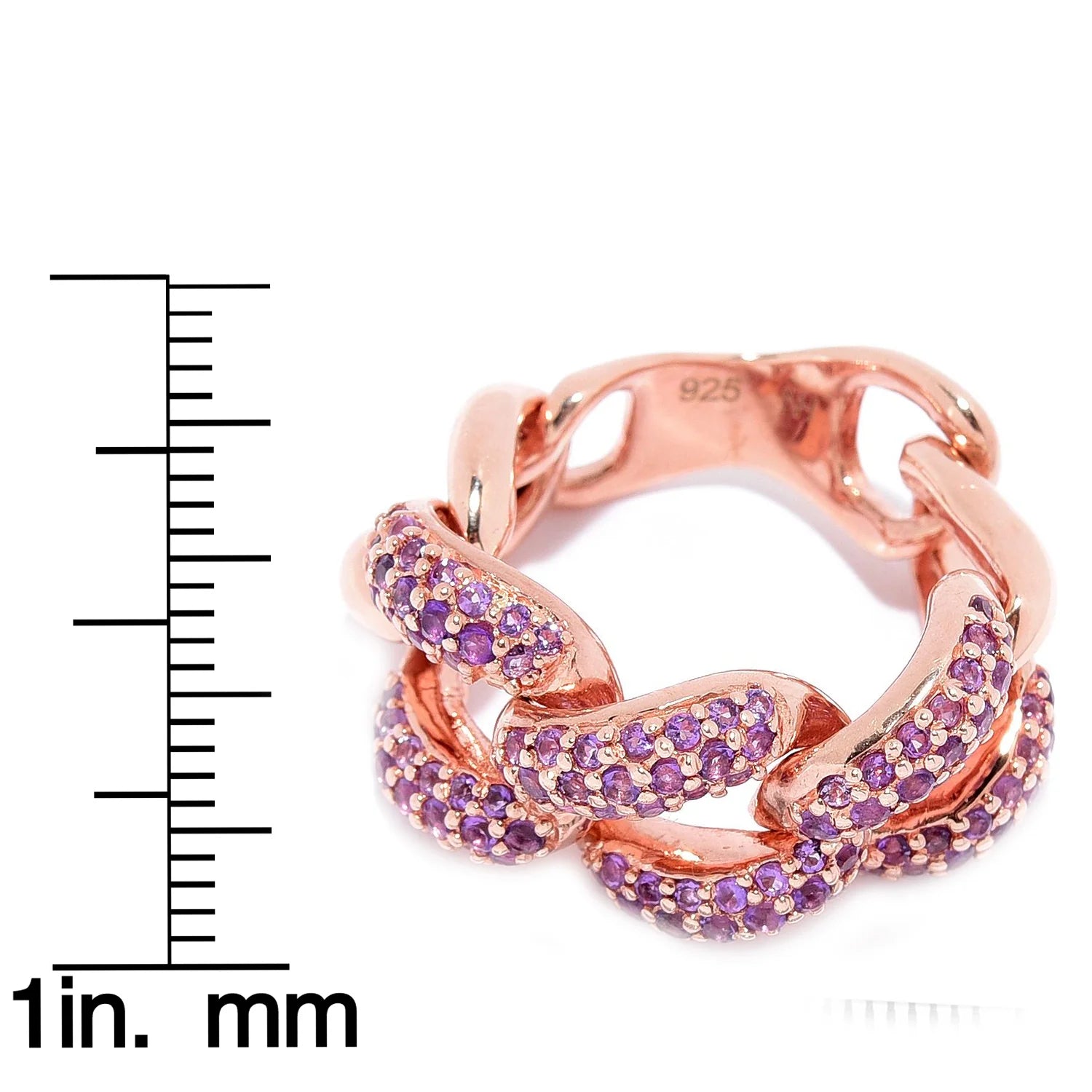 Hall of Jewels 1.95ctw African Amethyst Chain Design Flexible Ring