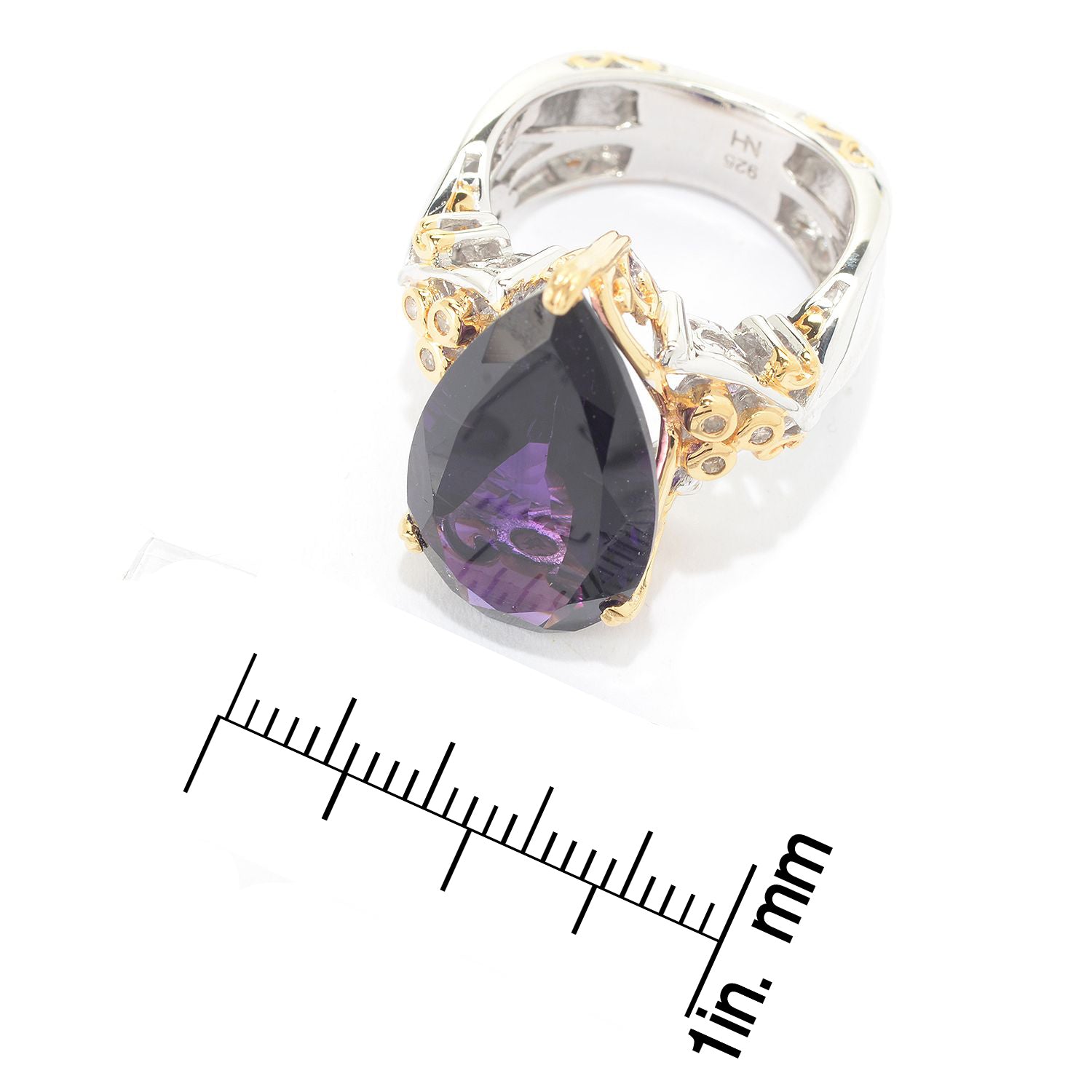 Gems en Vogue 9.95ctw African Amethyst, Pink Tourmaline & Diamond Ring