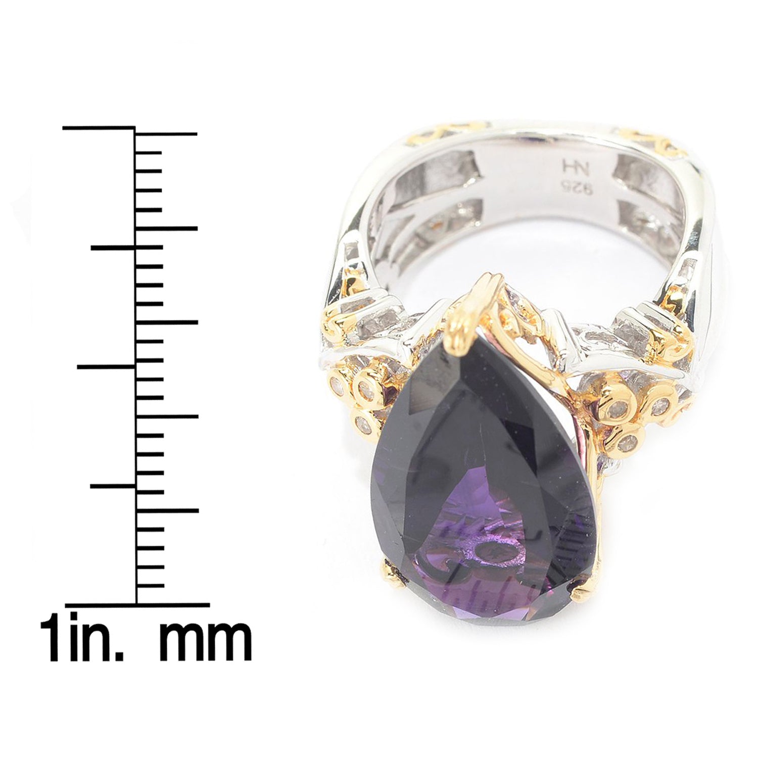 Gems en Vogue 9.95ctw African Amethyst, Pink Tourmaline & Diamond Ring