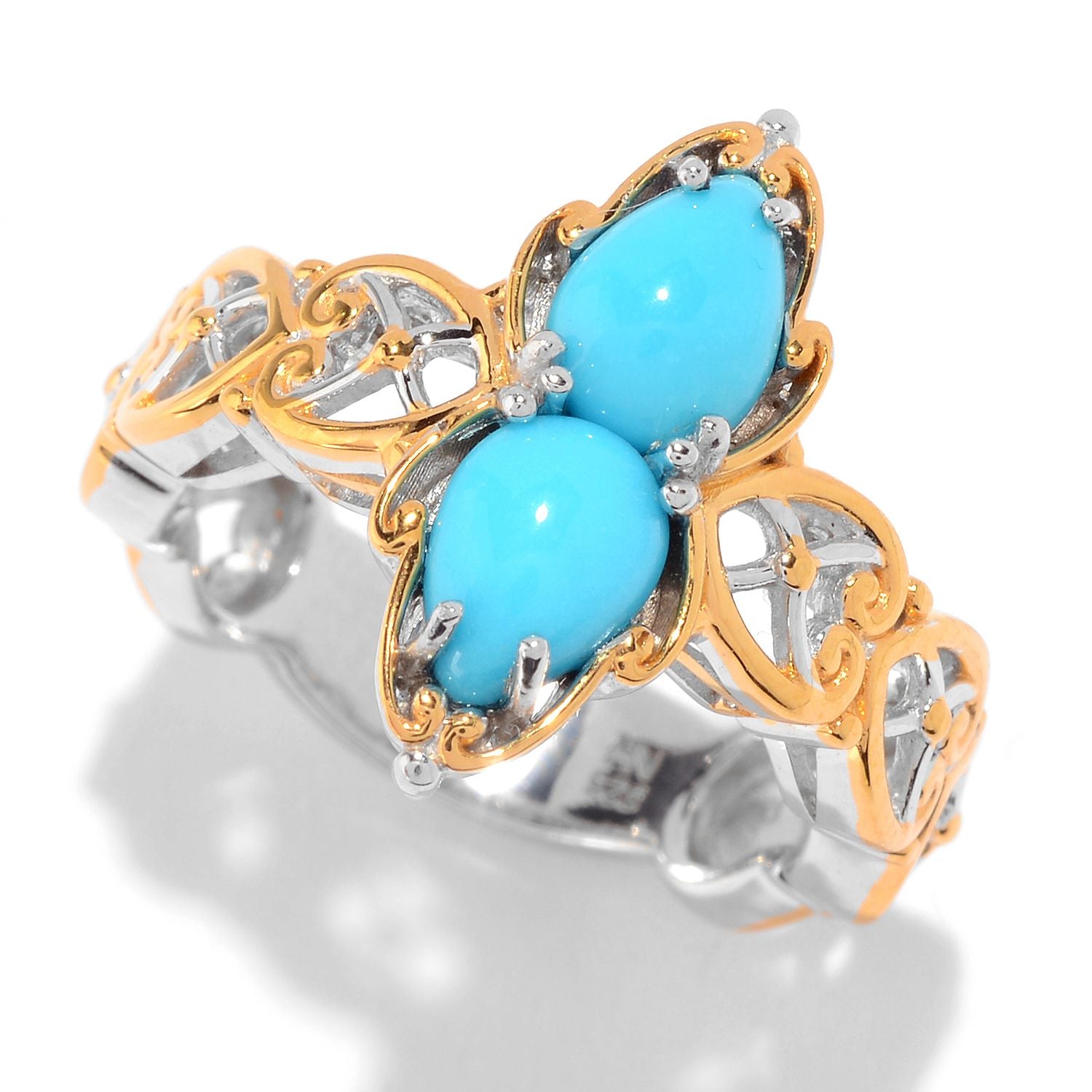 Gems en Vogue Double Pear Sleeping Beauty Turquoise Ring