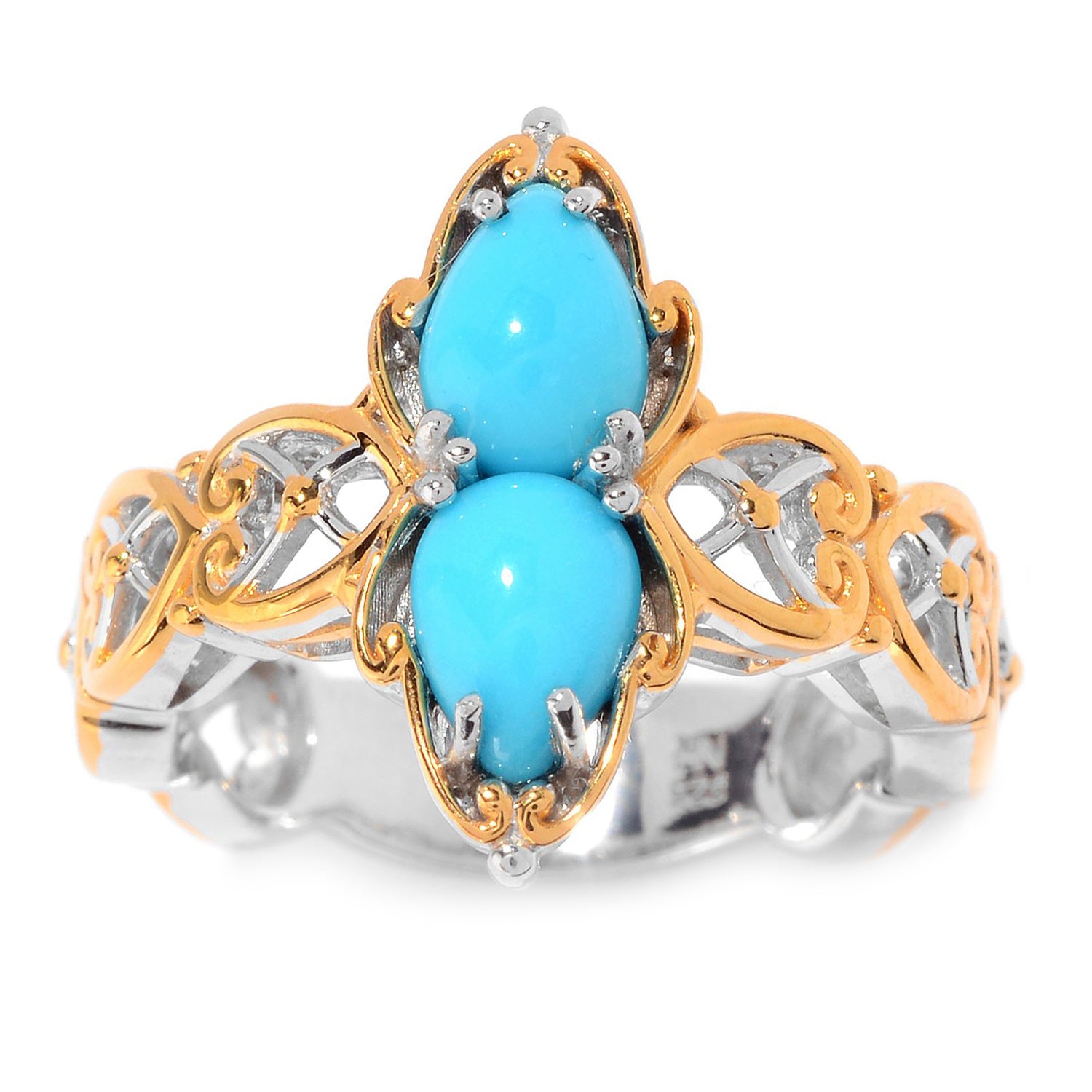 Gems en Vogue Double Pear Sleeping Beauty Turquoise Ring