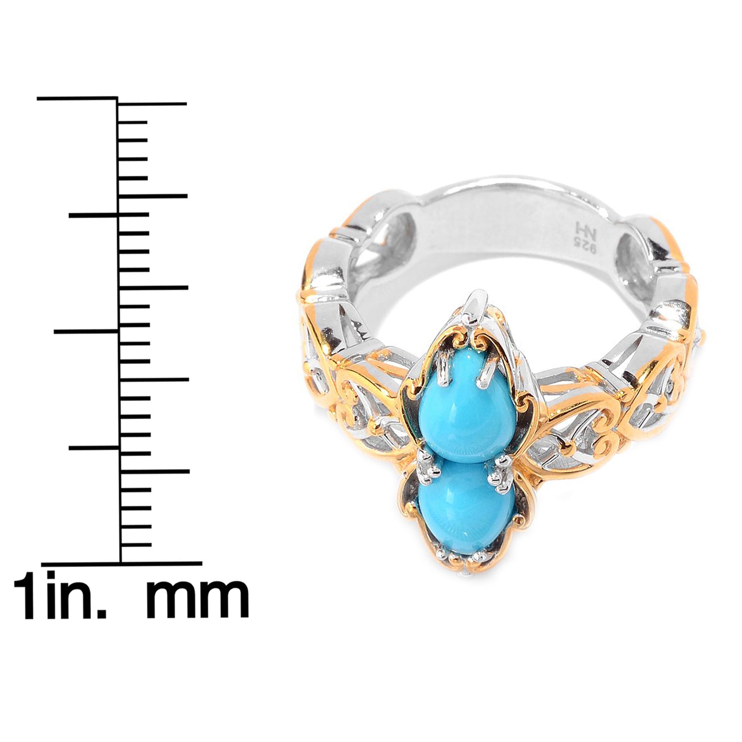 Gems en Vogue Double Pear Sleeping Beauty Turquoise Ring