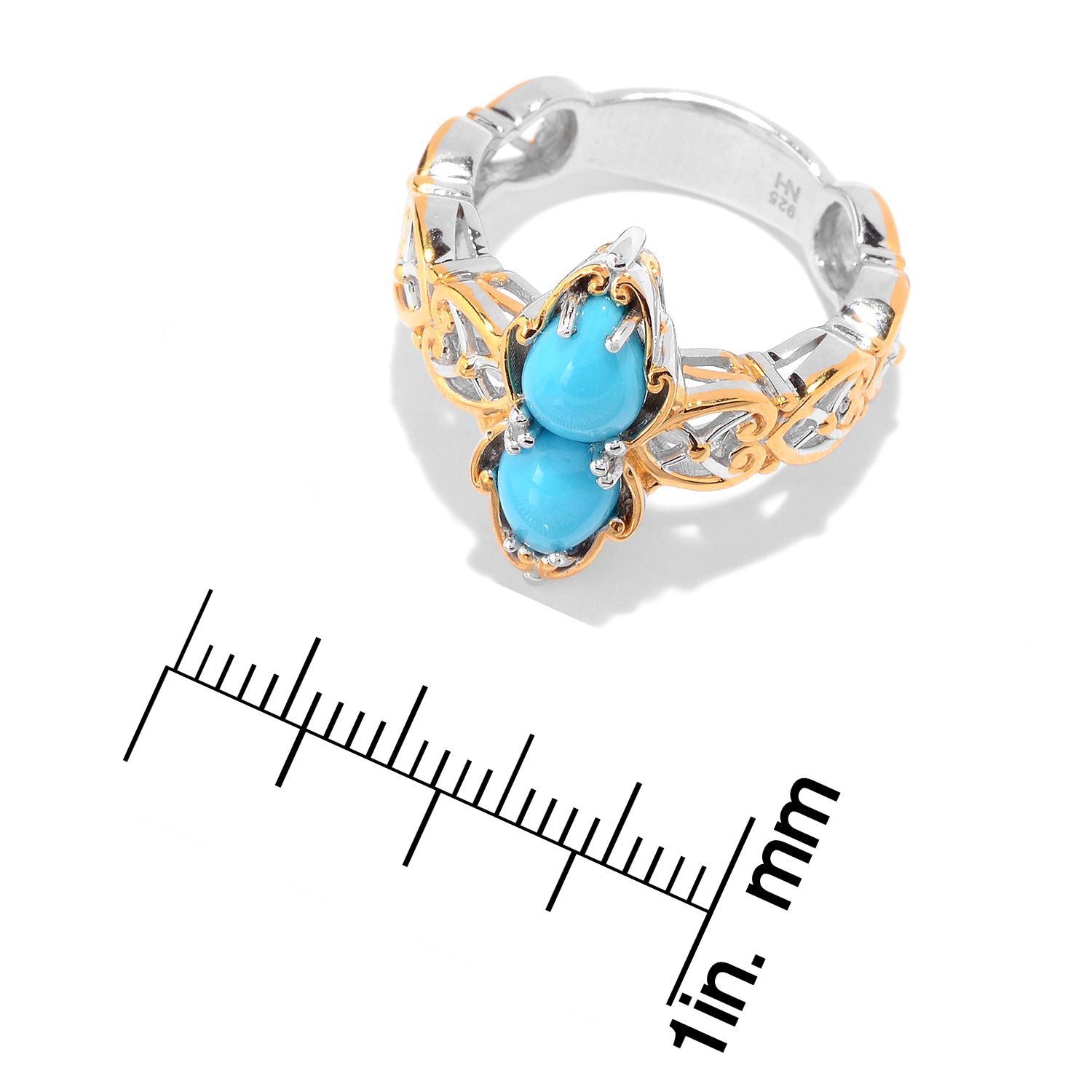 Gems en Vogue Double Pear Sleeping Beauty Turquoise Ring