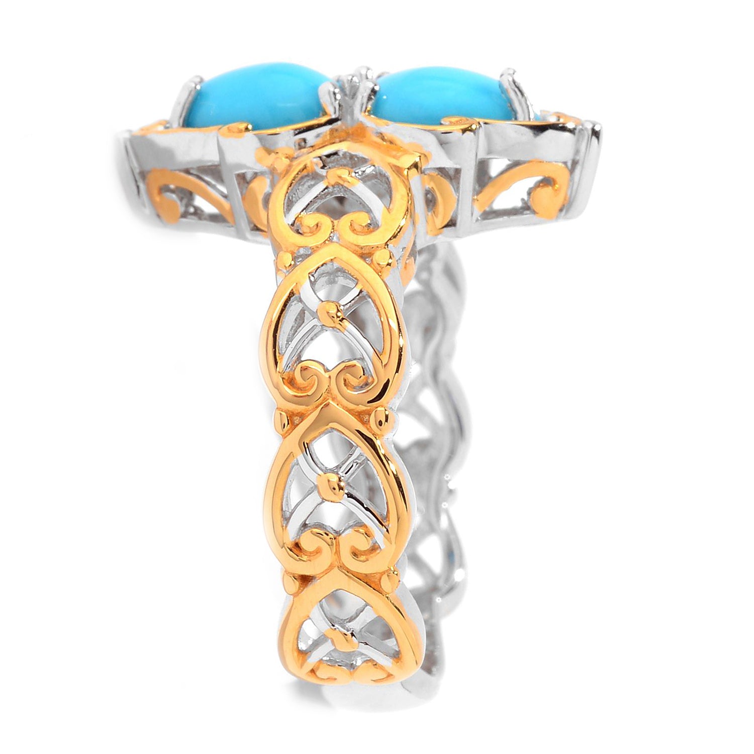 Gems en Vogue Double Pear Sleeping Beauty Turquoise Ring