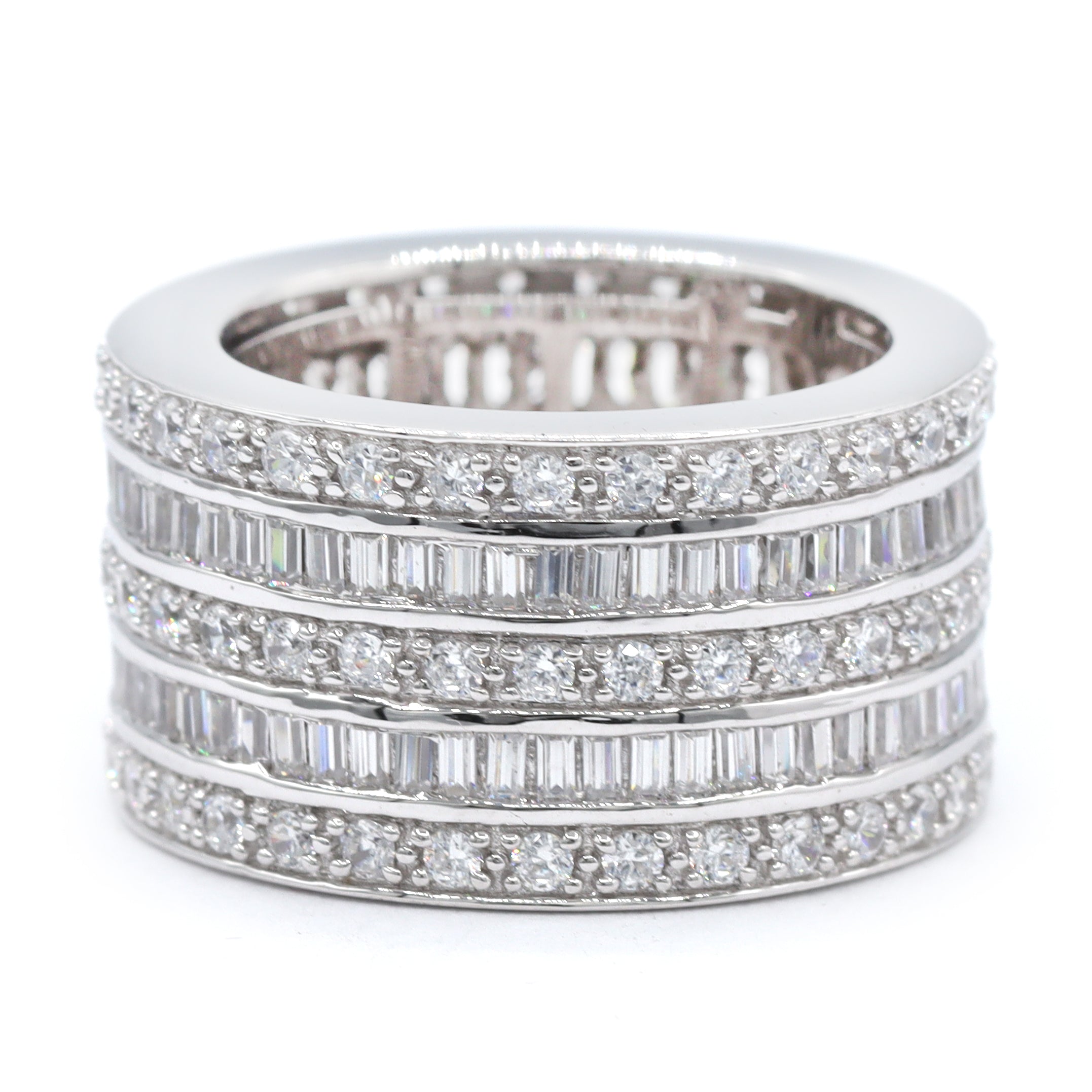 Signity Sterling Silver Cubic Zirconia Eternity Wide Band Ring CANNOT BE RESIZED